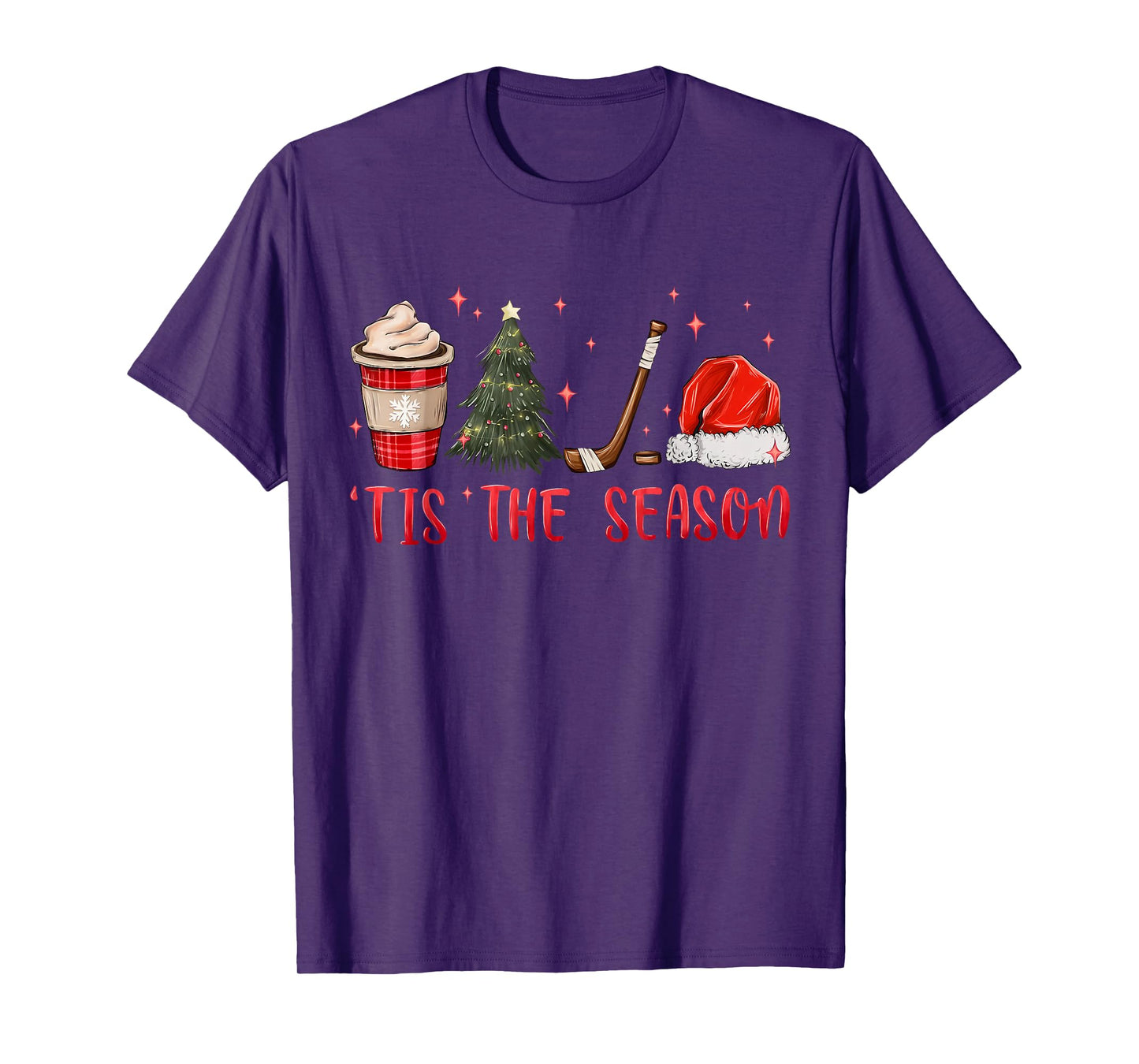 Tis The Season Hockey Coffee Xmas Tree Ice Hockey Christmas T-Shirt