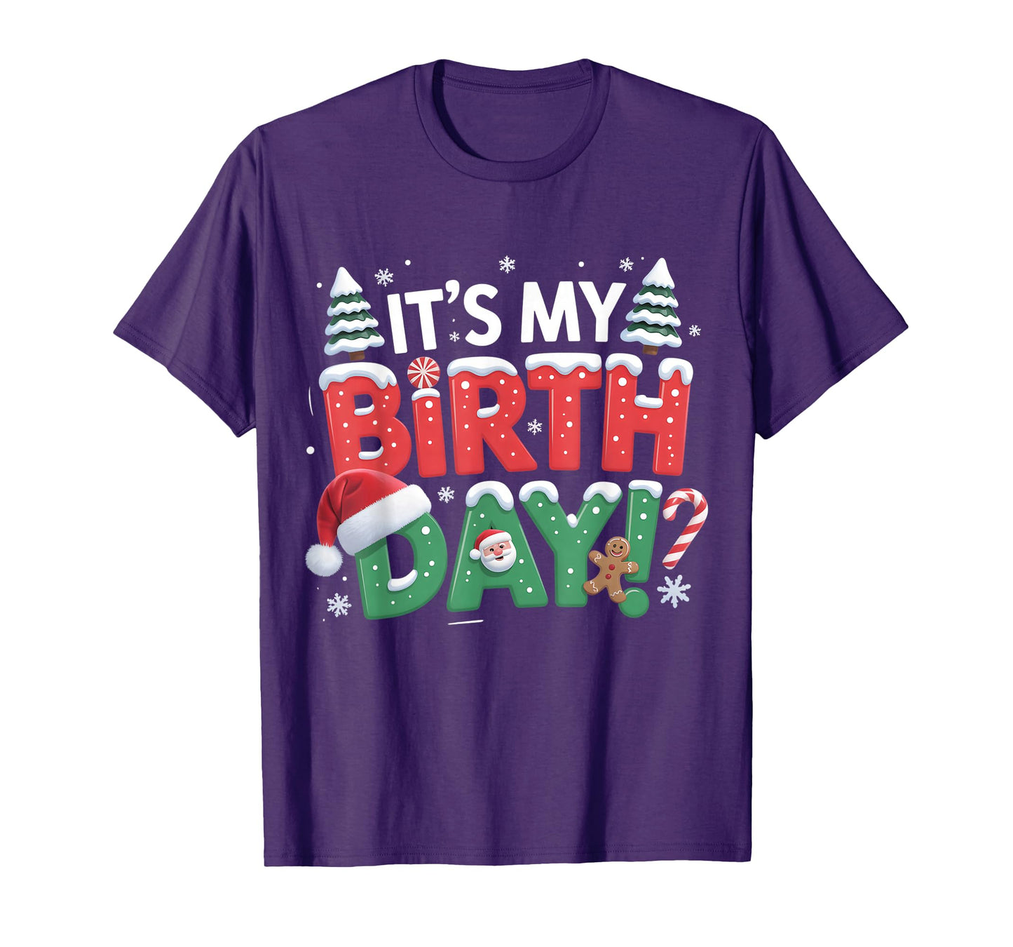 Santa Xmas It's My Birthday Christmas Tree Kids Boys Women T-Shirt