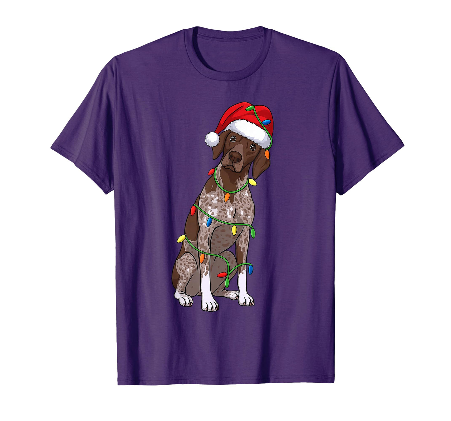German Shorthaired Pointer Christmas Tree Lights Holiday Dog T-Shirt