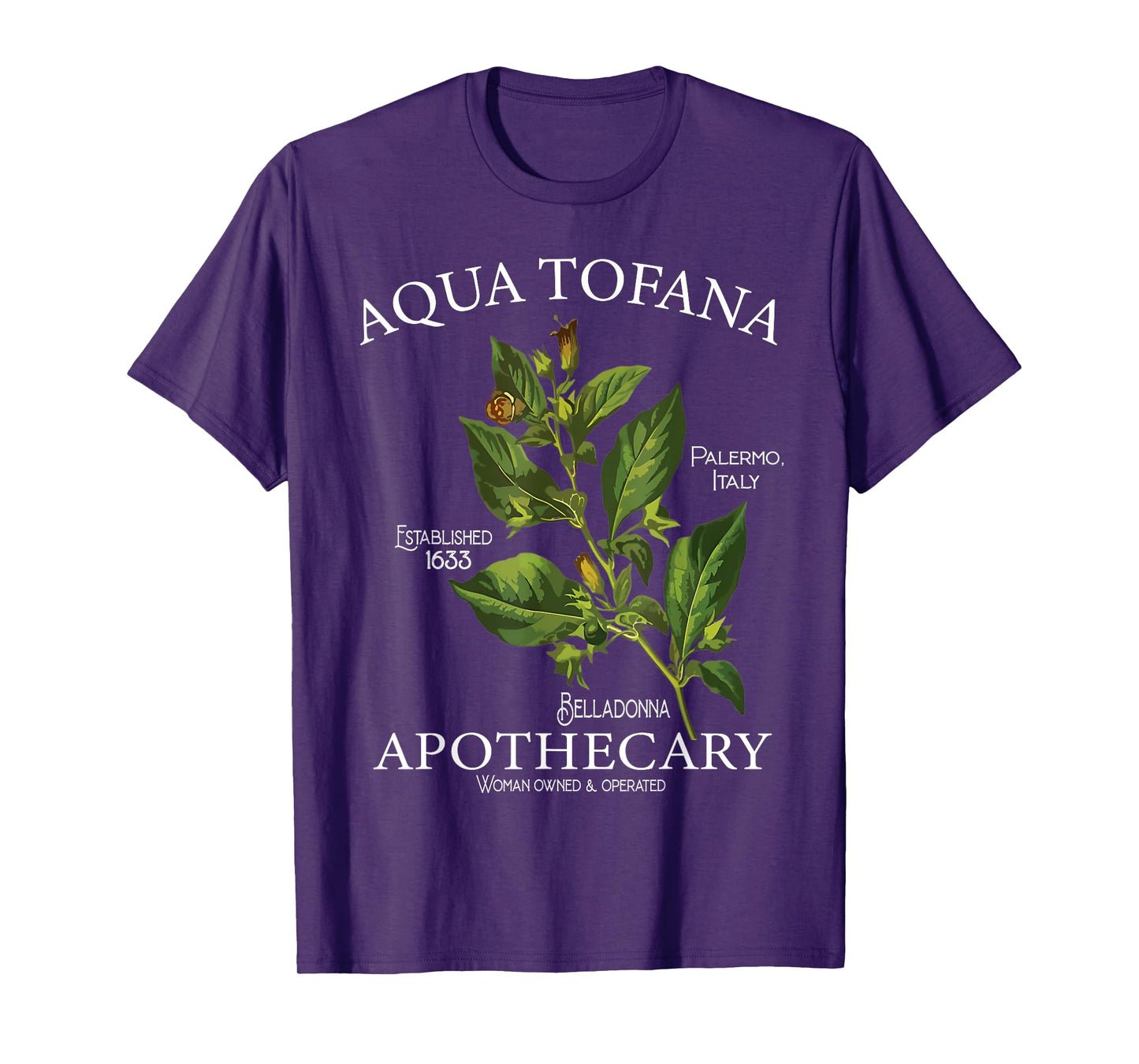 Funny Belladonna Feminist Aqua Tofana Apothecary Black Vintage Classic Floral Botany True Crime T-Shirt, Unisex-Adults, Short Sleeve, T-Shirt, Small