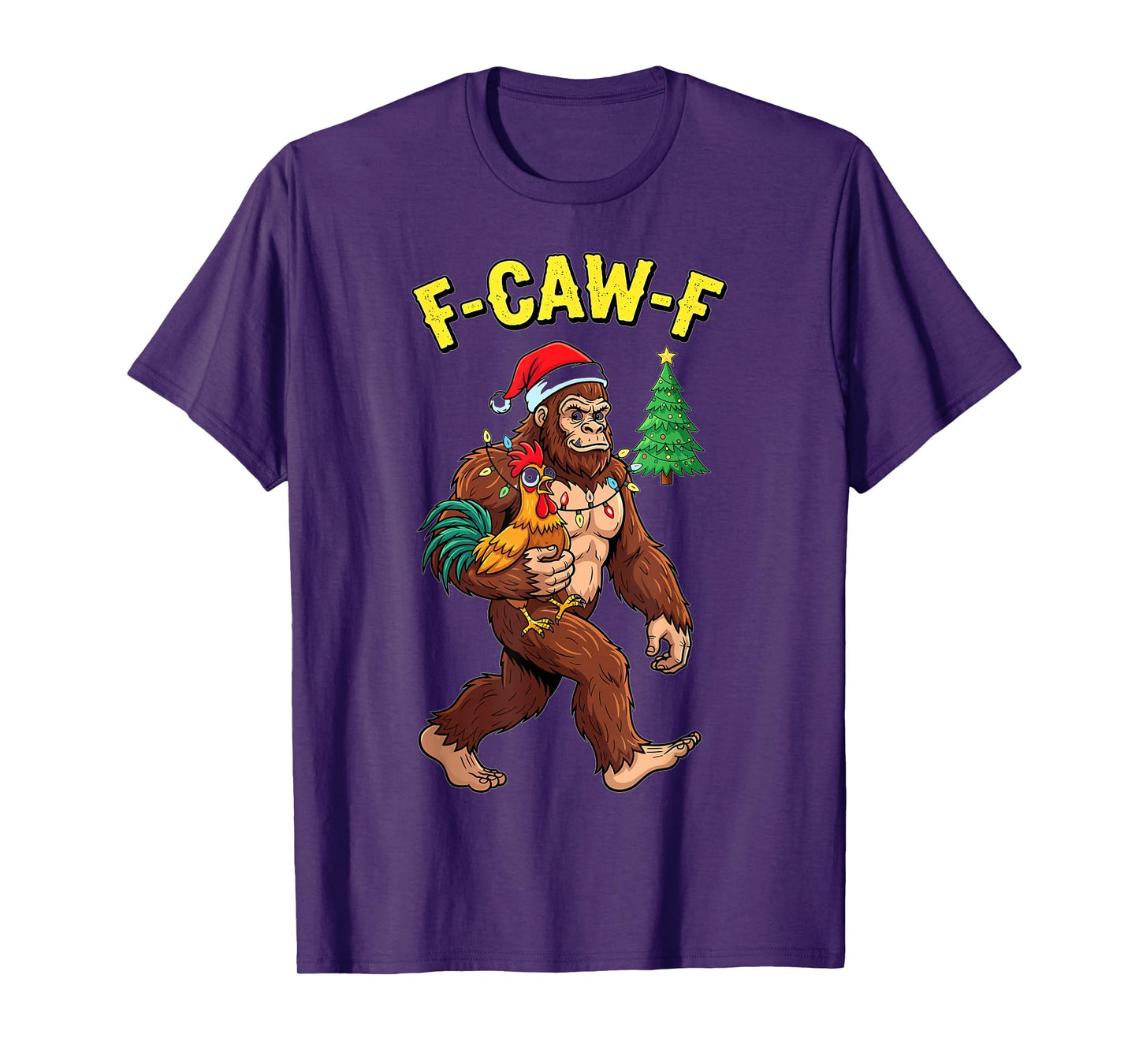 Christmas Bigfoot Chicken Lights Funny Holiday T-Shirt
