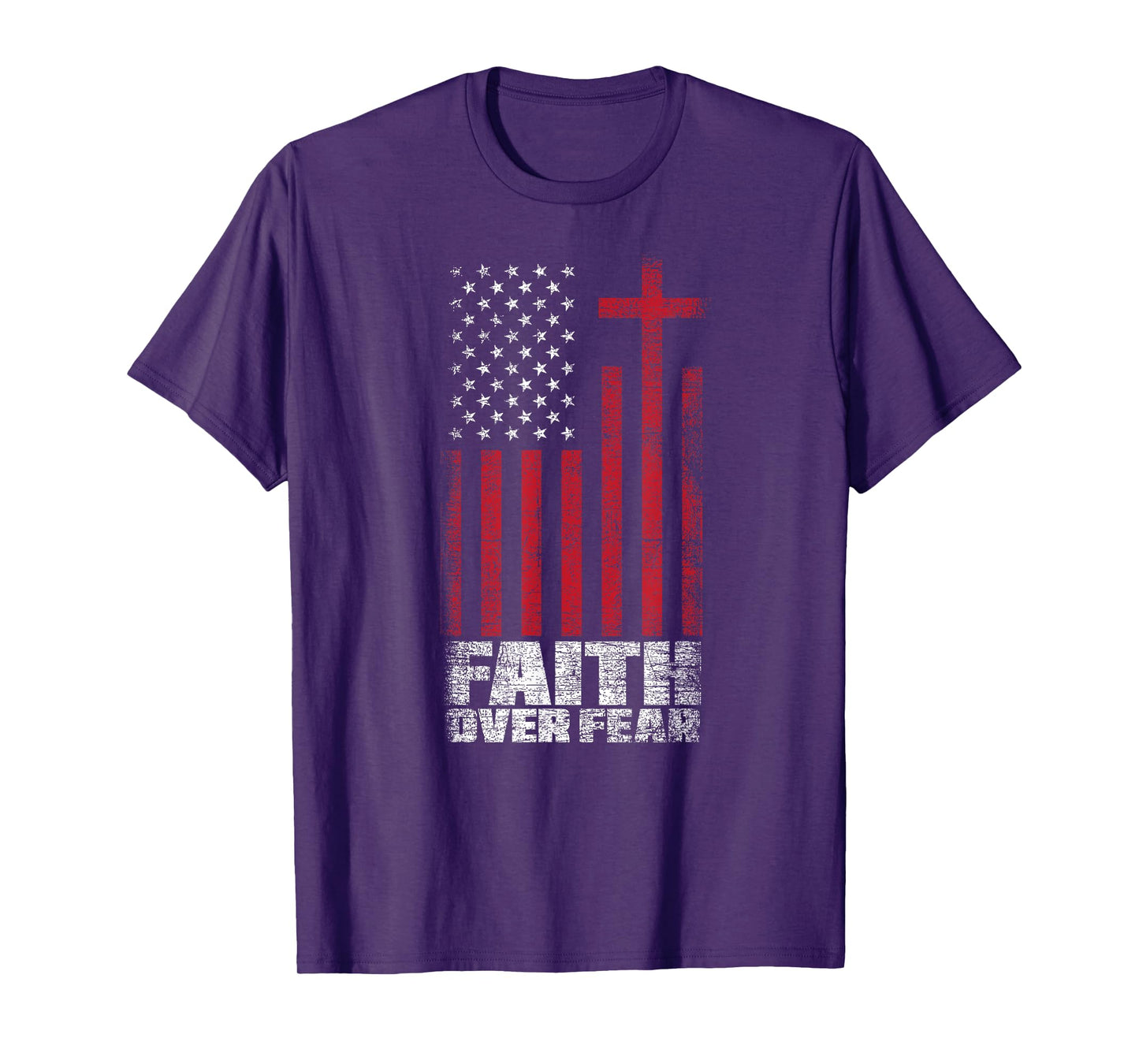 America Pride Faith Over Fear USA Flag Prayer T-Shirt for Women Kids Men