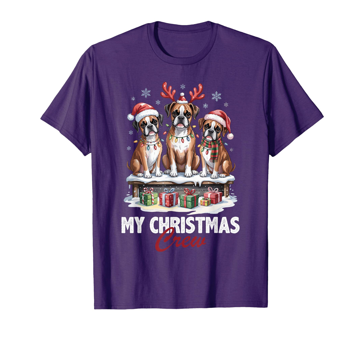 Boxer Christmas Crew Funny Dog Lovers Holiday Pajama T-Shirt