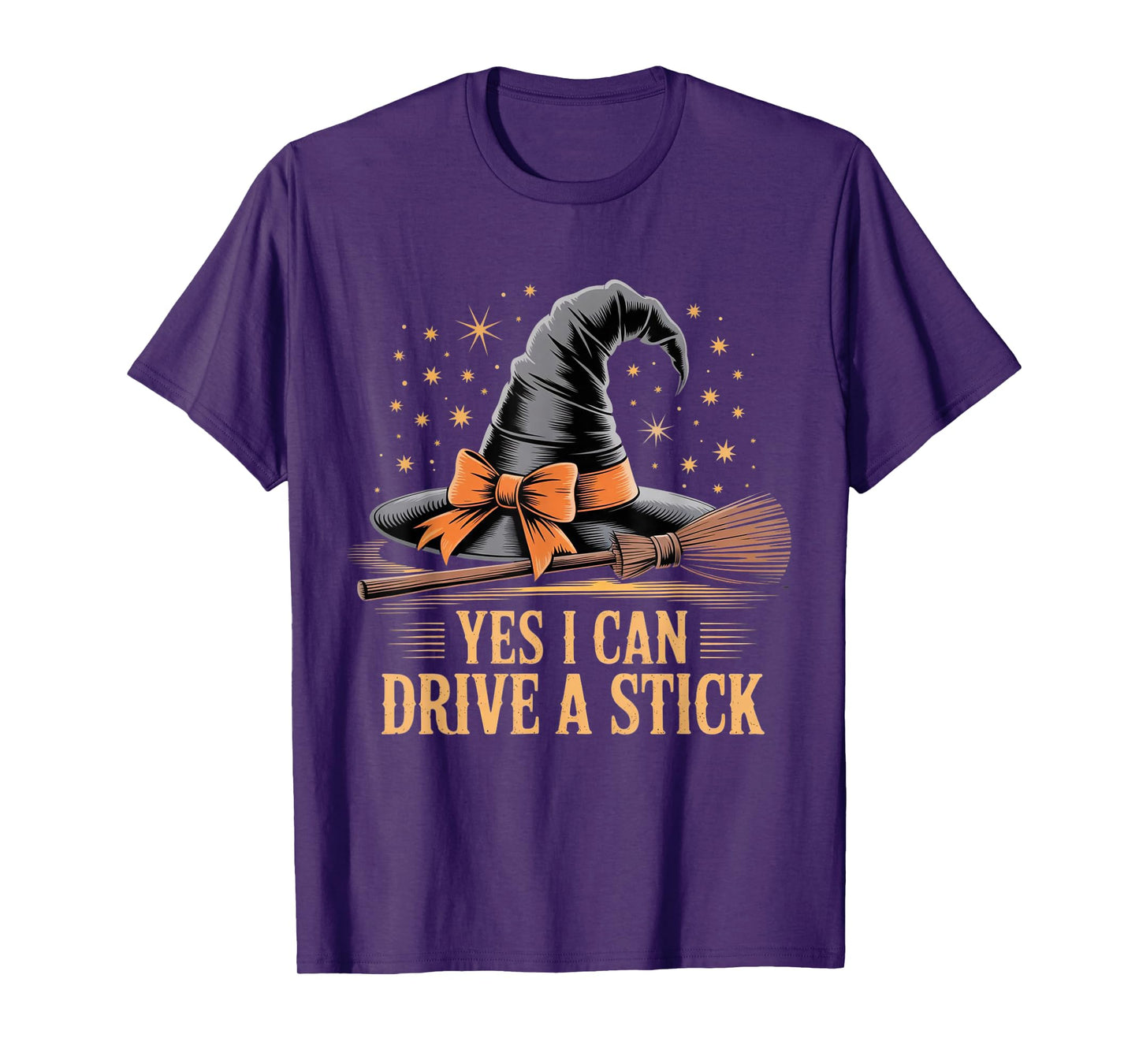 Yes I Can Drive a Stick Funny Witch Halloween T-Shirt