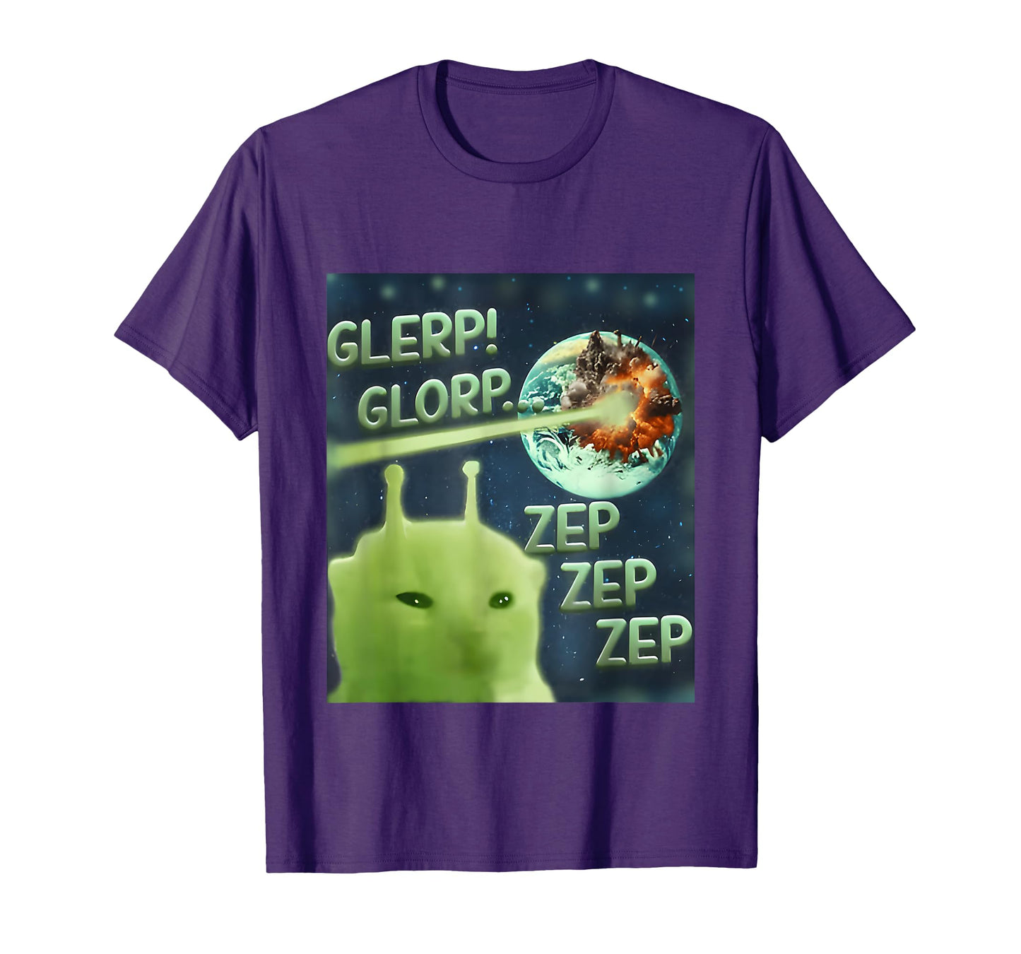 Glerp Glorp Funny Alien Cat Meme, Brainrot Tee, Costume T-Shirt