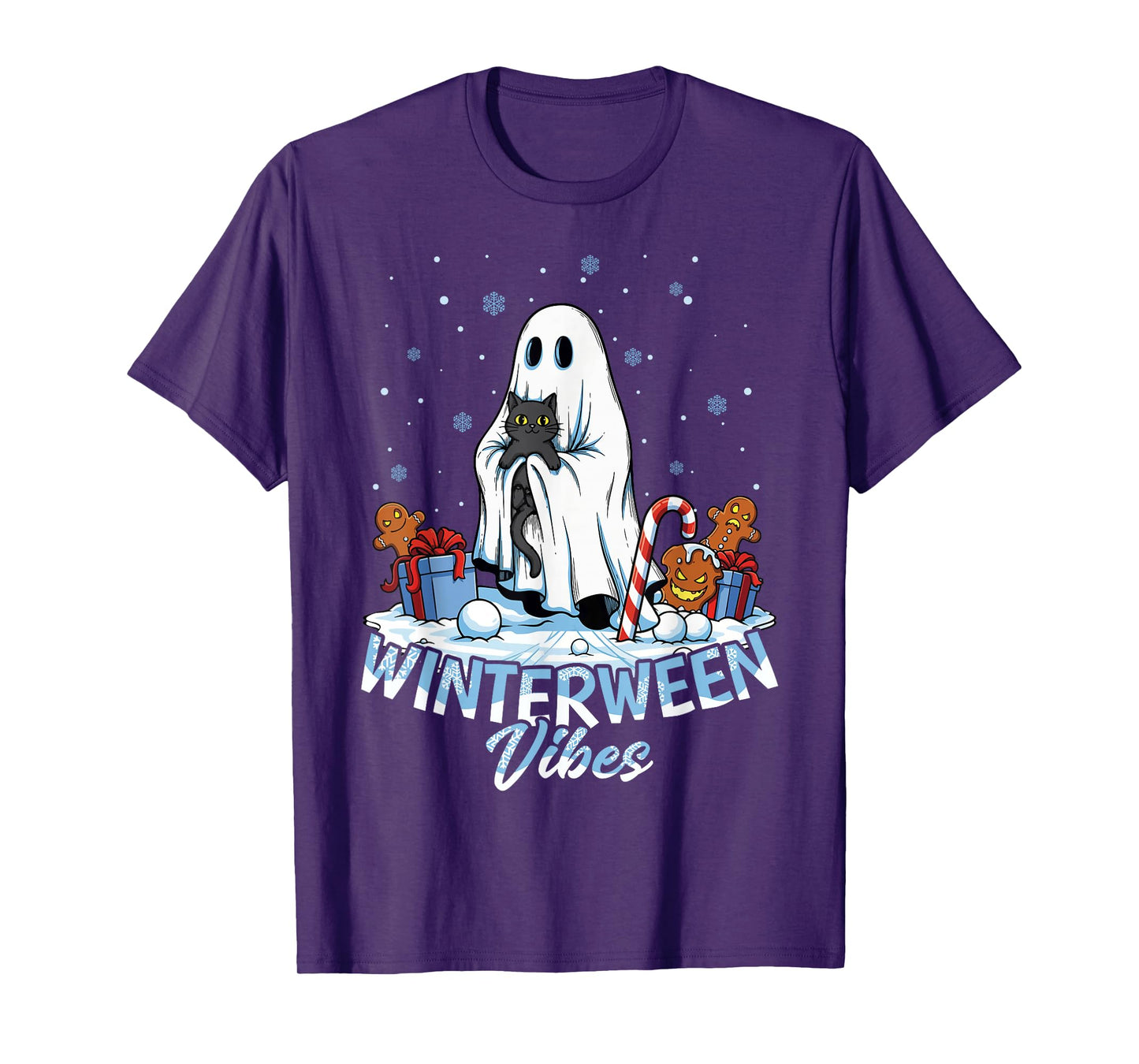 Winterween Vibes Christmas Spooky Ghost Winter Halloween T-Shirt