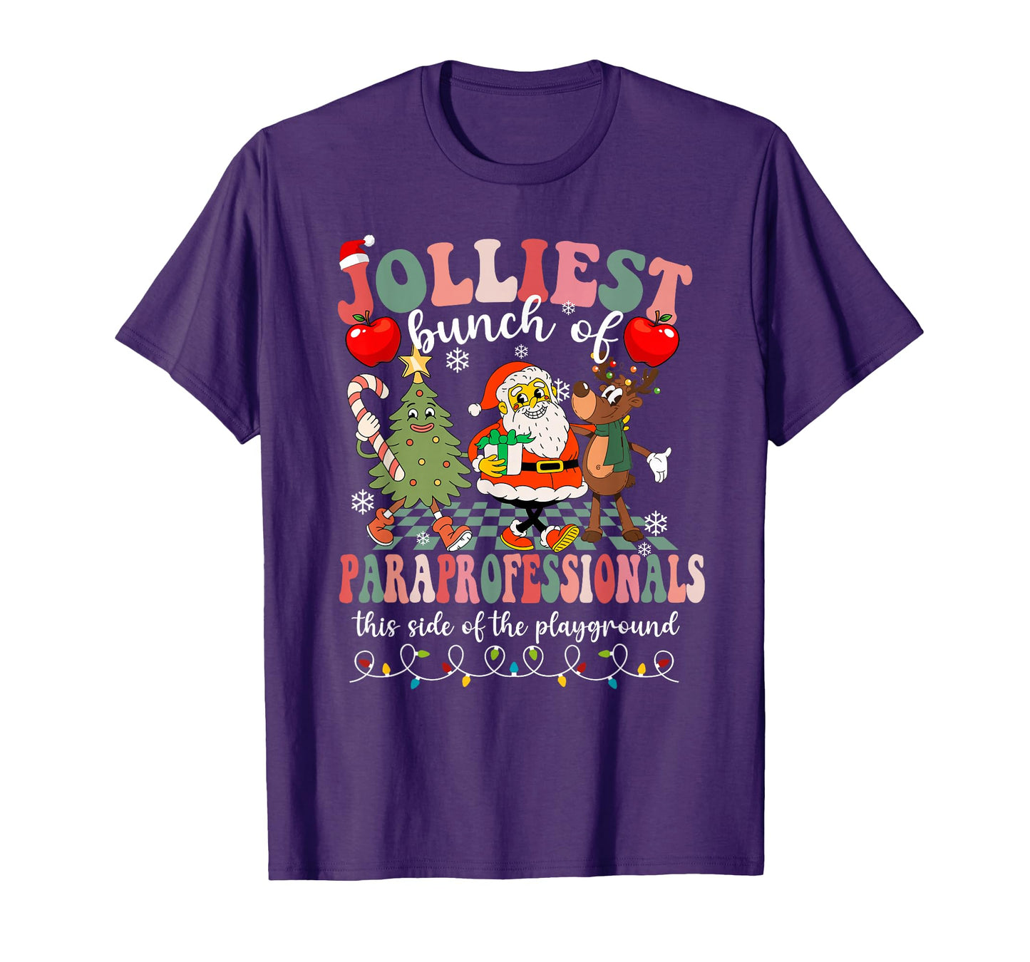 Funny Christmas Xmas Pjs Jolliest Bunch of Paraprofessionals T-Shirt