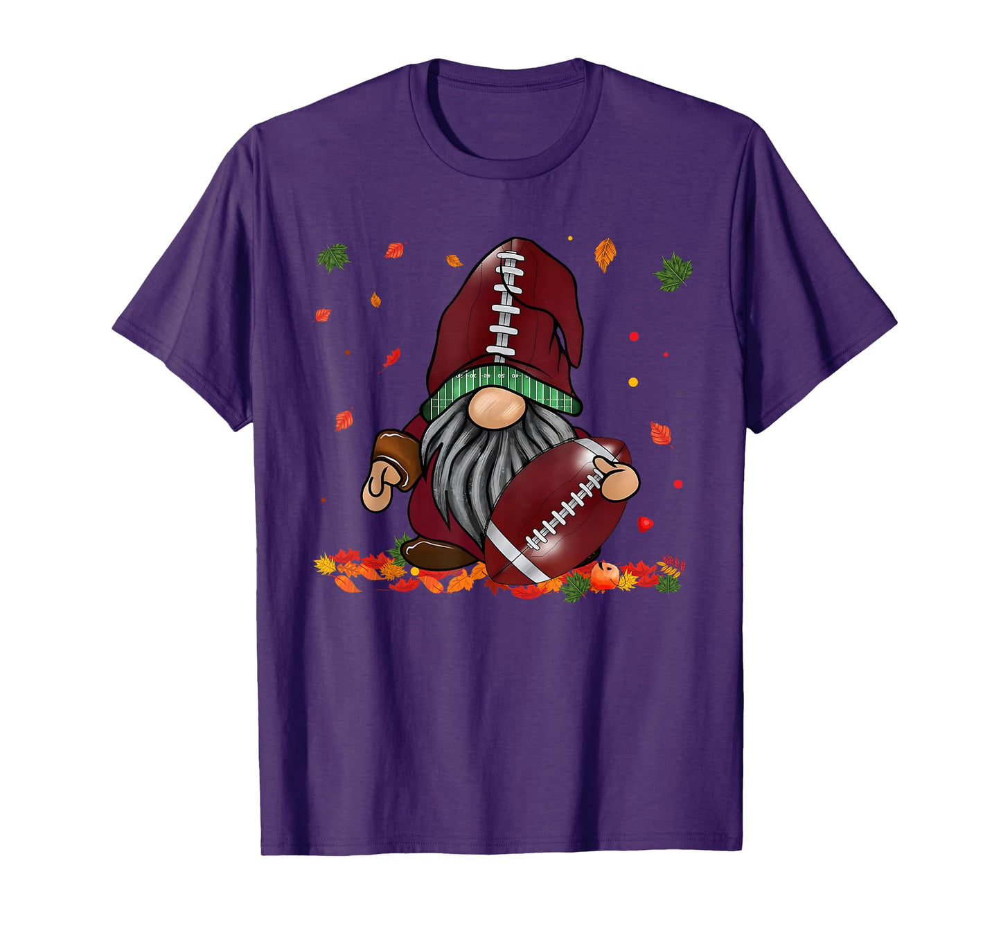 Gnome Football Season Thanksgiving Fall Leaves Autumn T-Shirt