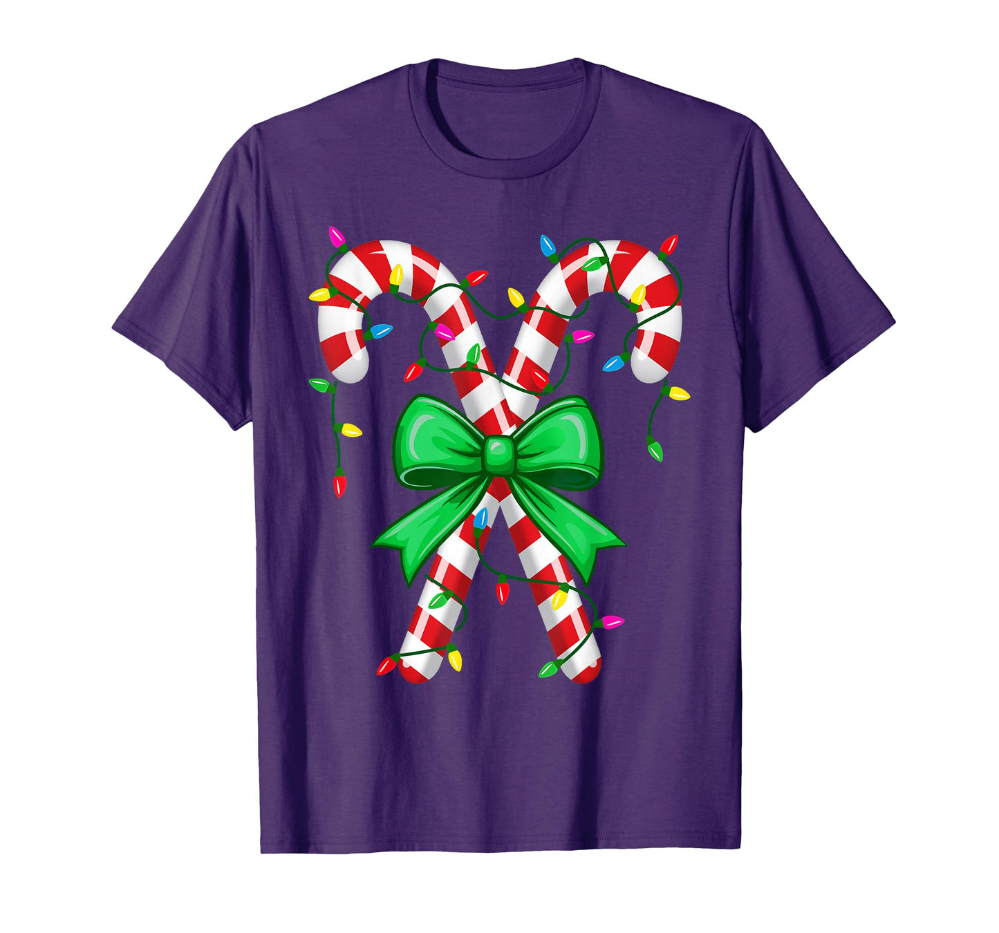 Candy Cane Bow Light Xmas Matching Pajamas Cute Christmas T-Shirt