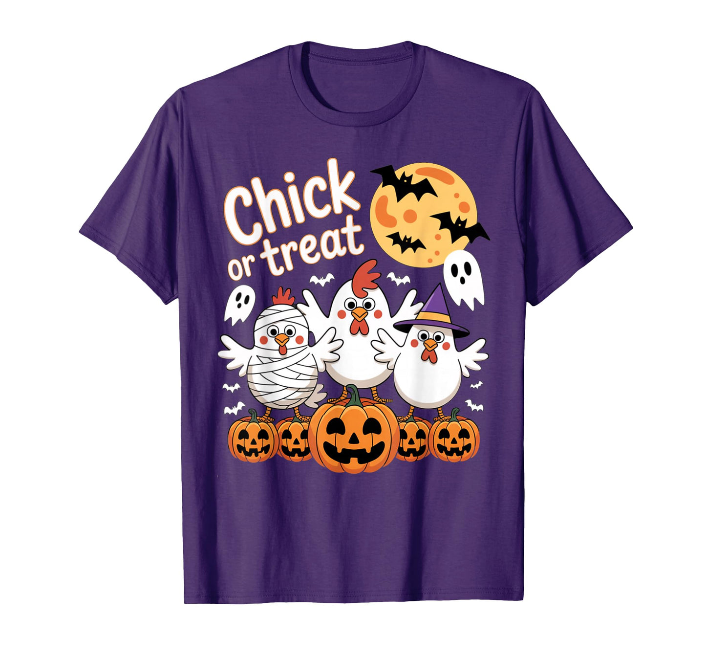 Cute Chicken Design Chick or Treat Halloween Costume Party T-Shirt