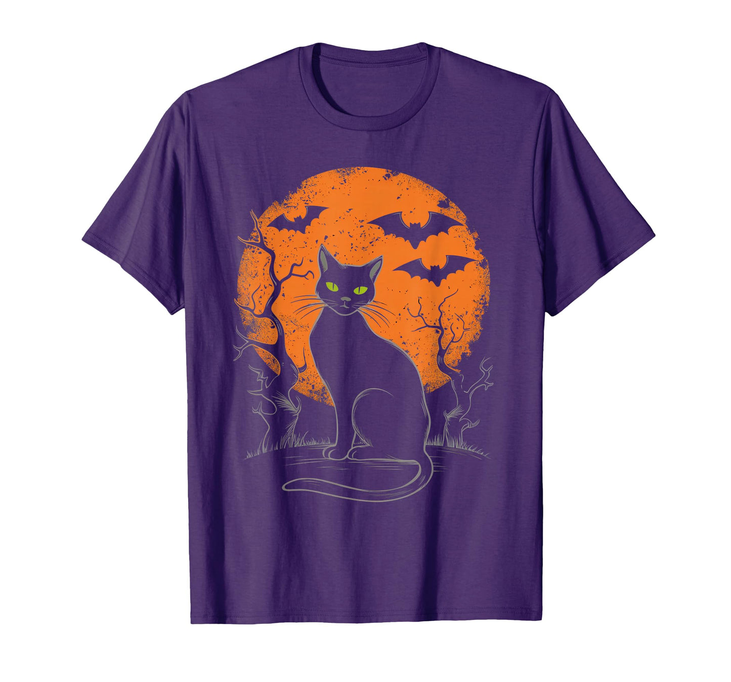 Vintage Halloween Moon Cat Graphic Retro Scary Black Cat Men T-Shirt