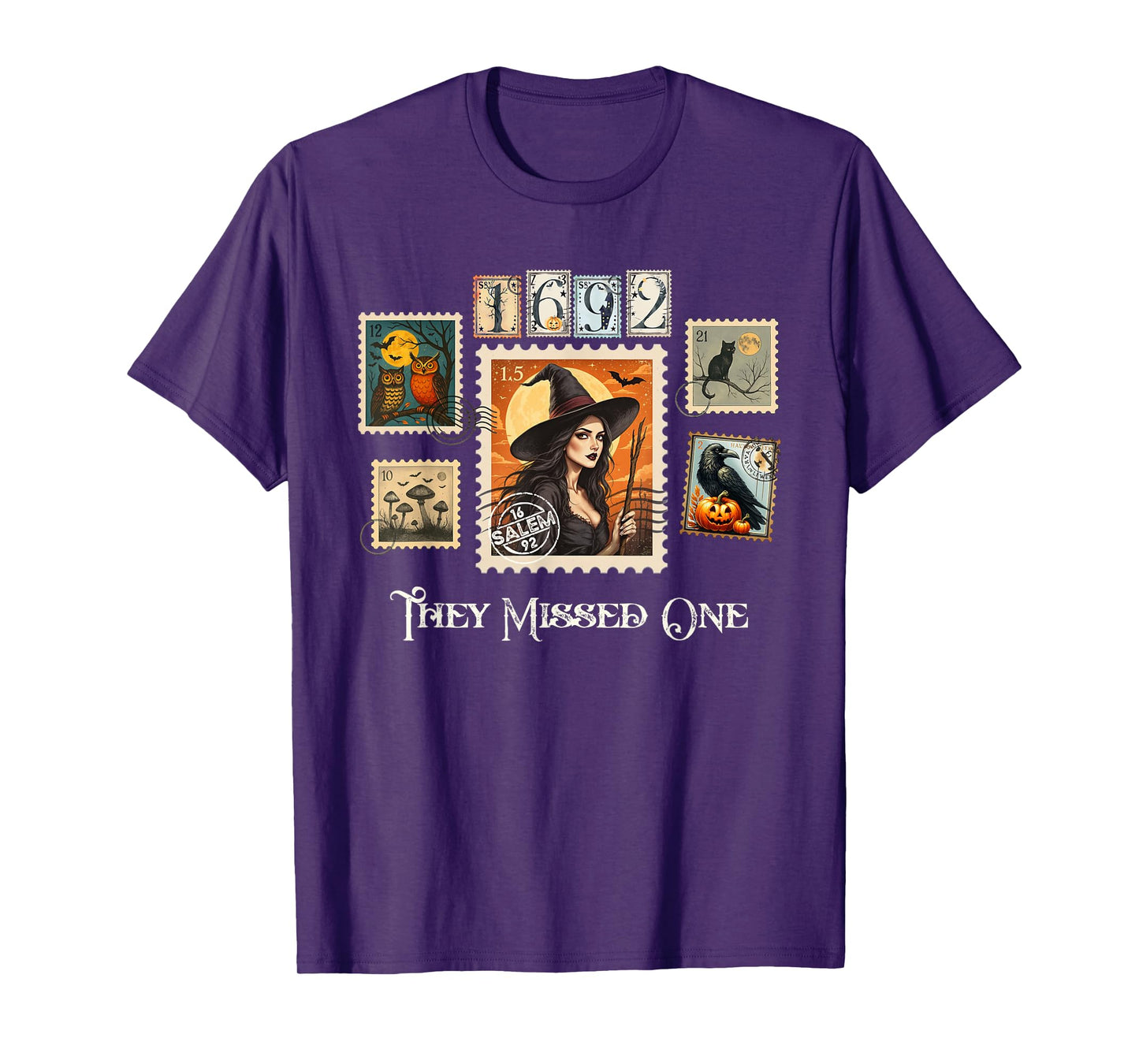 Halloween Postage Stamps Witch Salem They Missed One 1692 T-Shirt