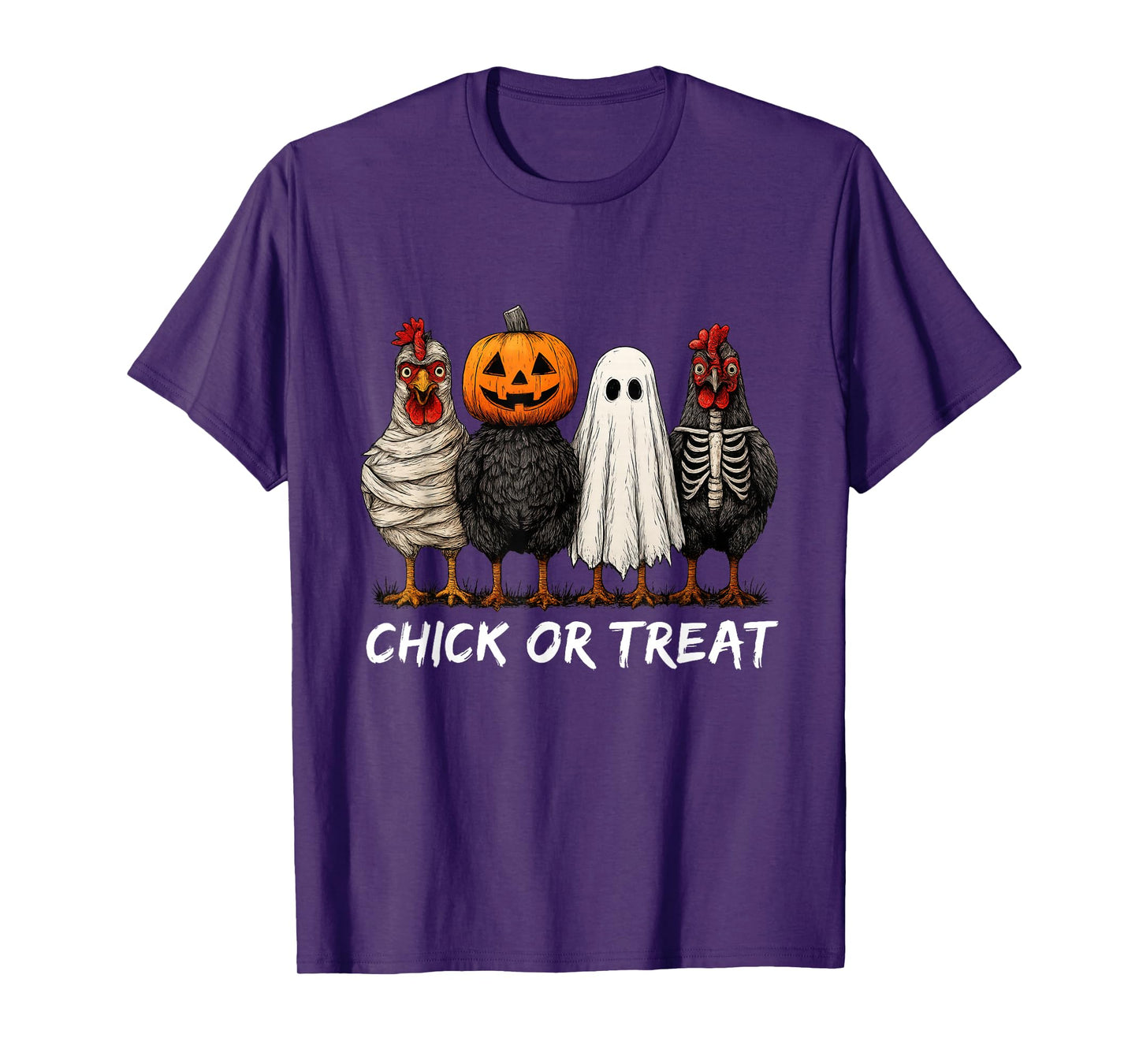 Chick Or Treat Halloween Pumpkin Ghost Spooky Funny Chicken T-Shirt