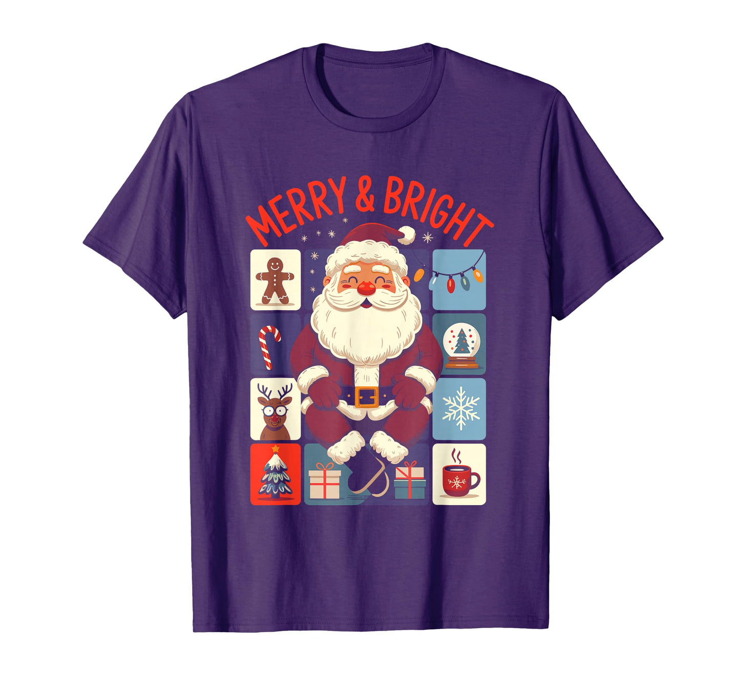 Cute Merry and Bright Santa Christmas T-Shirt