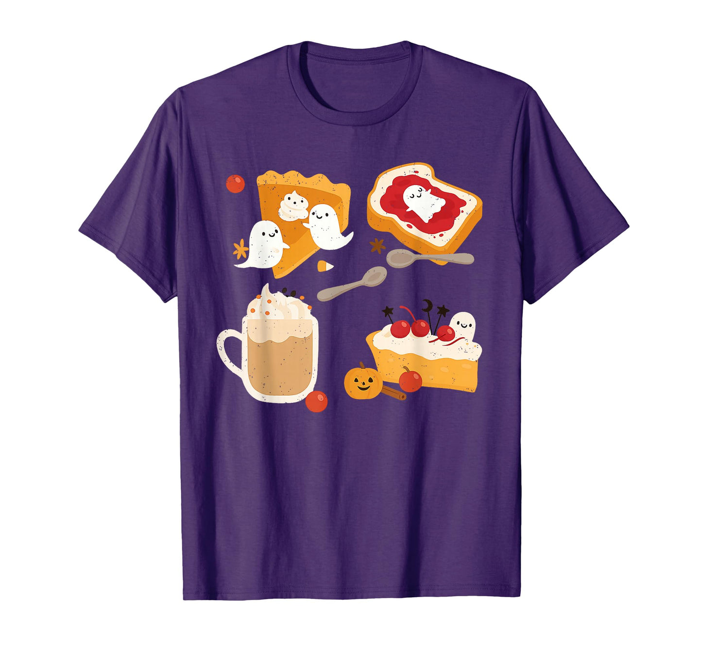 Ghost Pumpkin Pie Coffee Lover Halloween Cute Ghoul Spirit T-Shirt