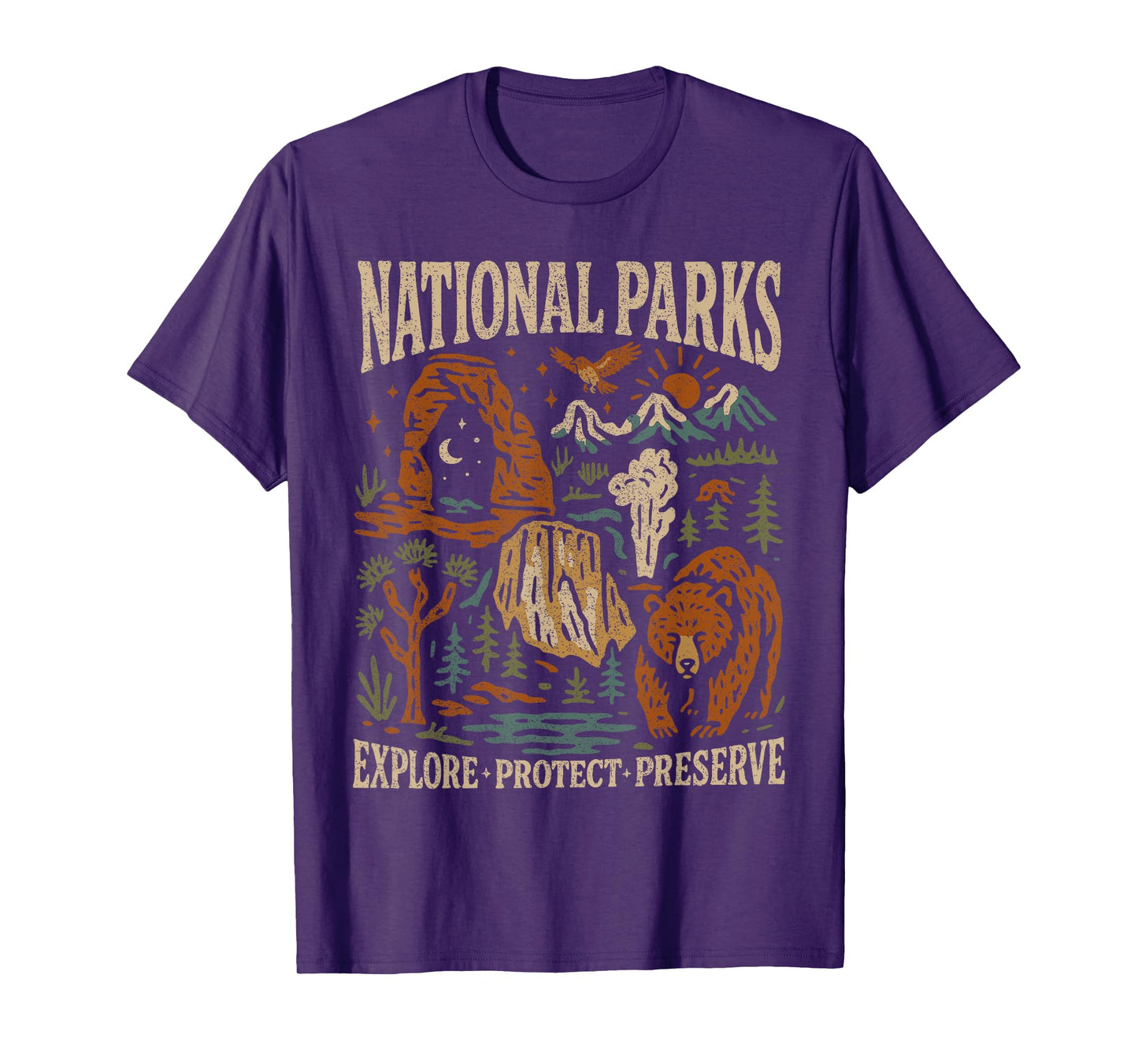 Explore Protect Preserve Park Bear, National Park Lover Gift T-Shirt