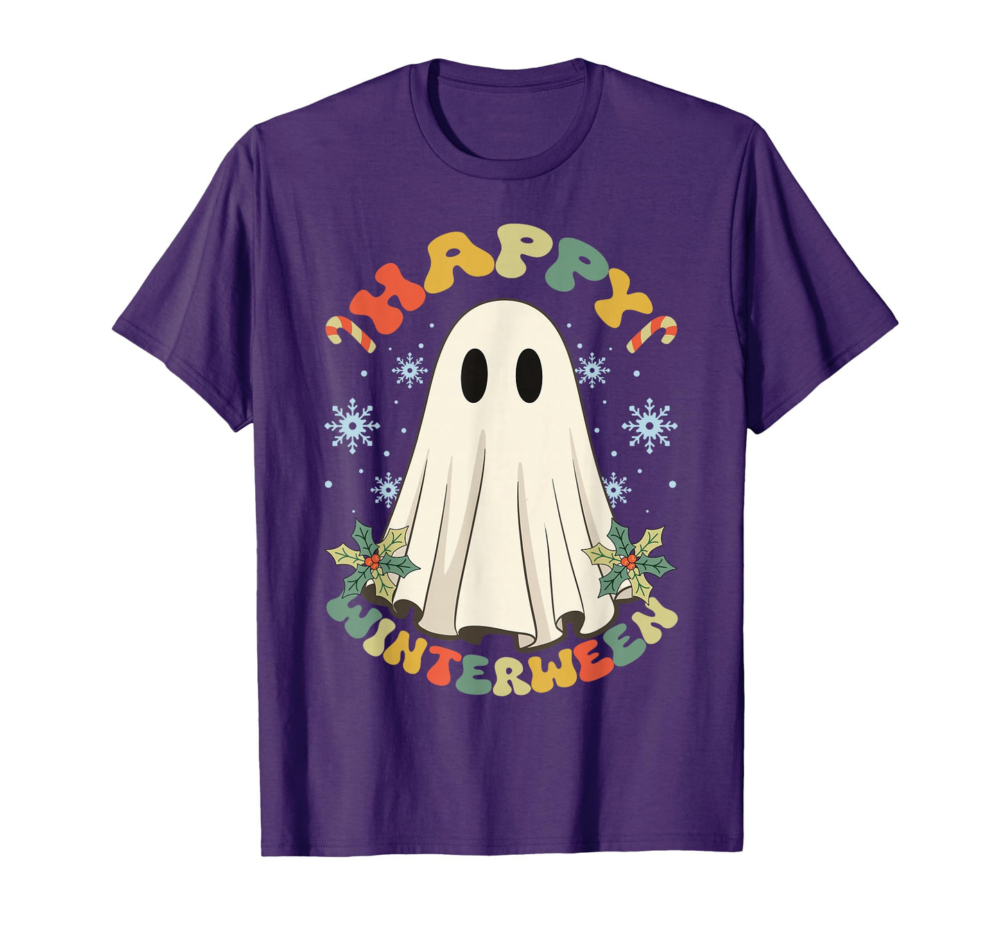 Happy Winterween Winter Halloween Christmas Retro Vintage T-Shirt