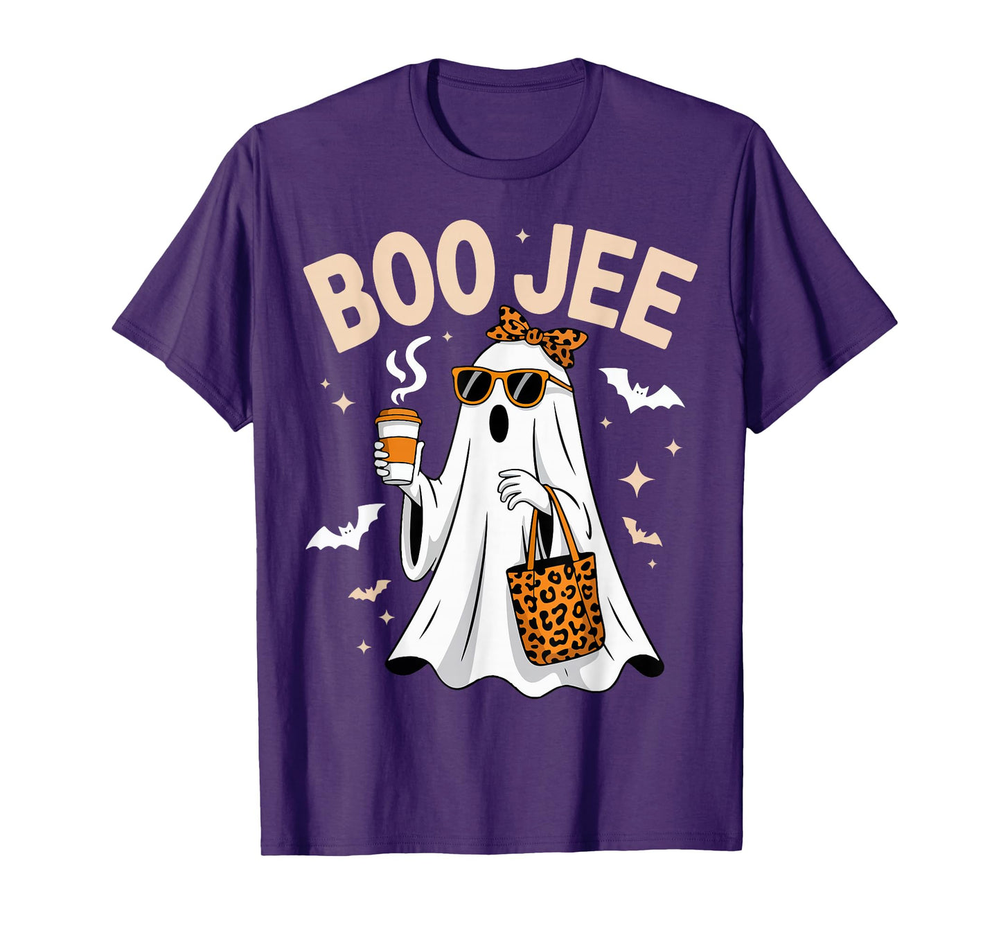 Boo JEE Ghost Coquette Leopard Boo-JEE Coffee Halloween T-Shirt