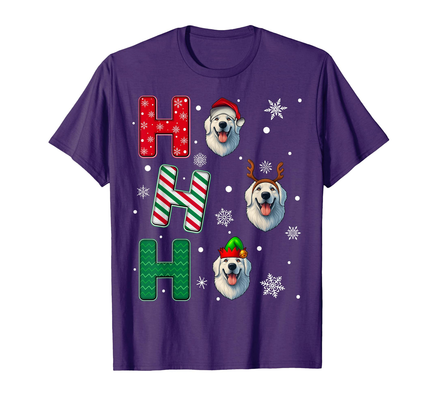 Ho Ho Ho Great Pyrenees Dog Lover Christmas Santa Elf Xmas T-Shirt