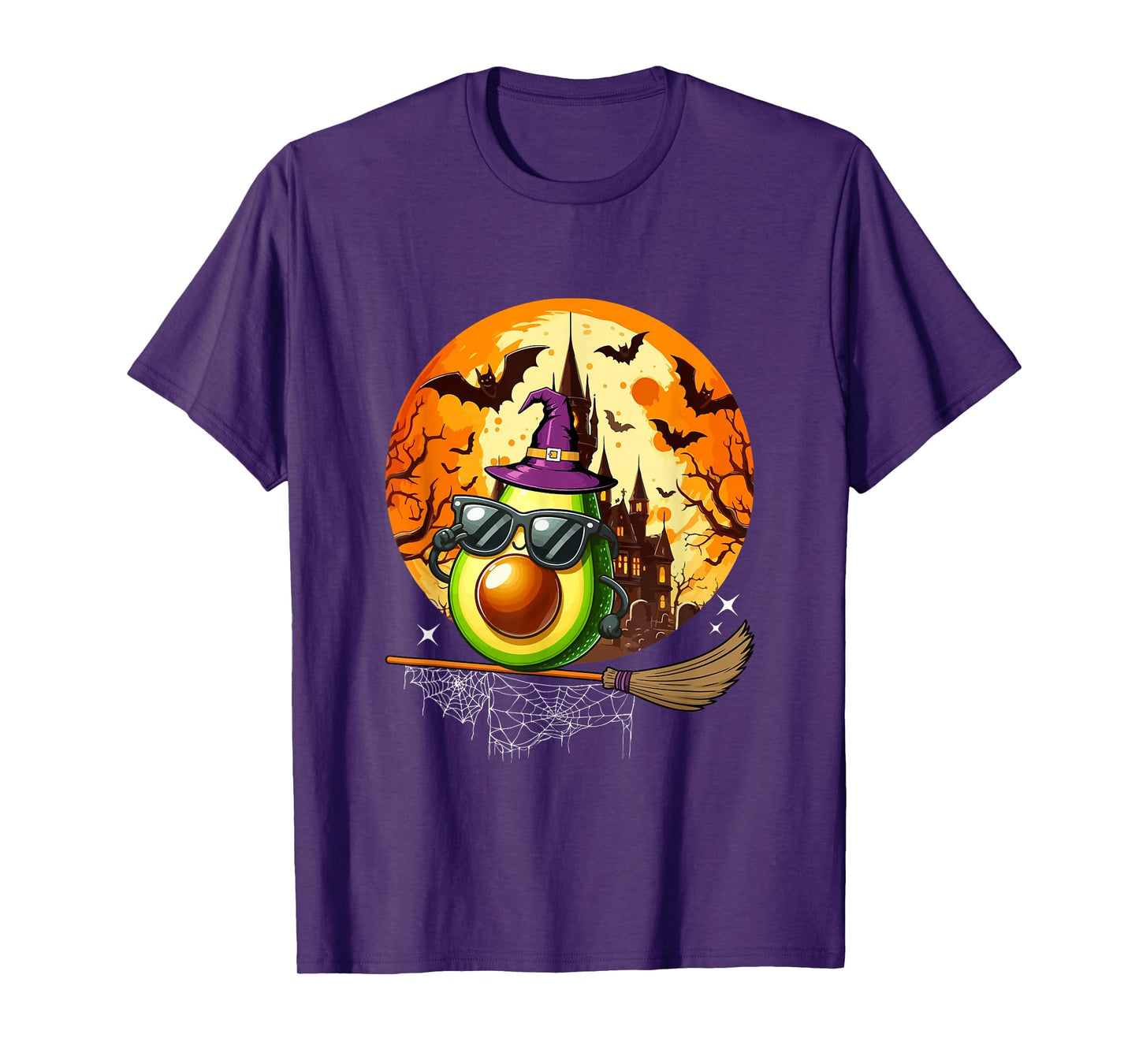 Avocado Sunglasses Cosplay Witch Halloween Moon Funny Vegan T-Shirt