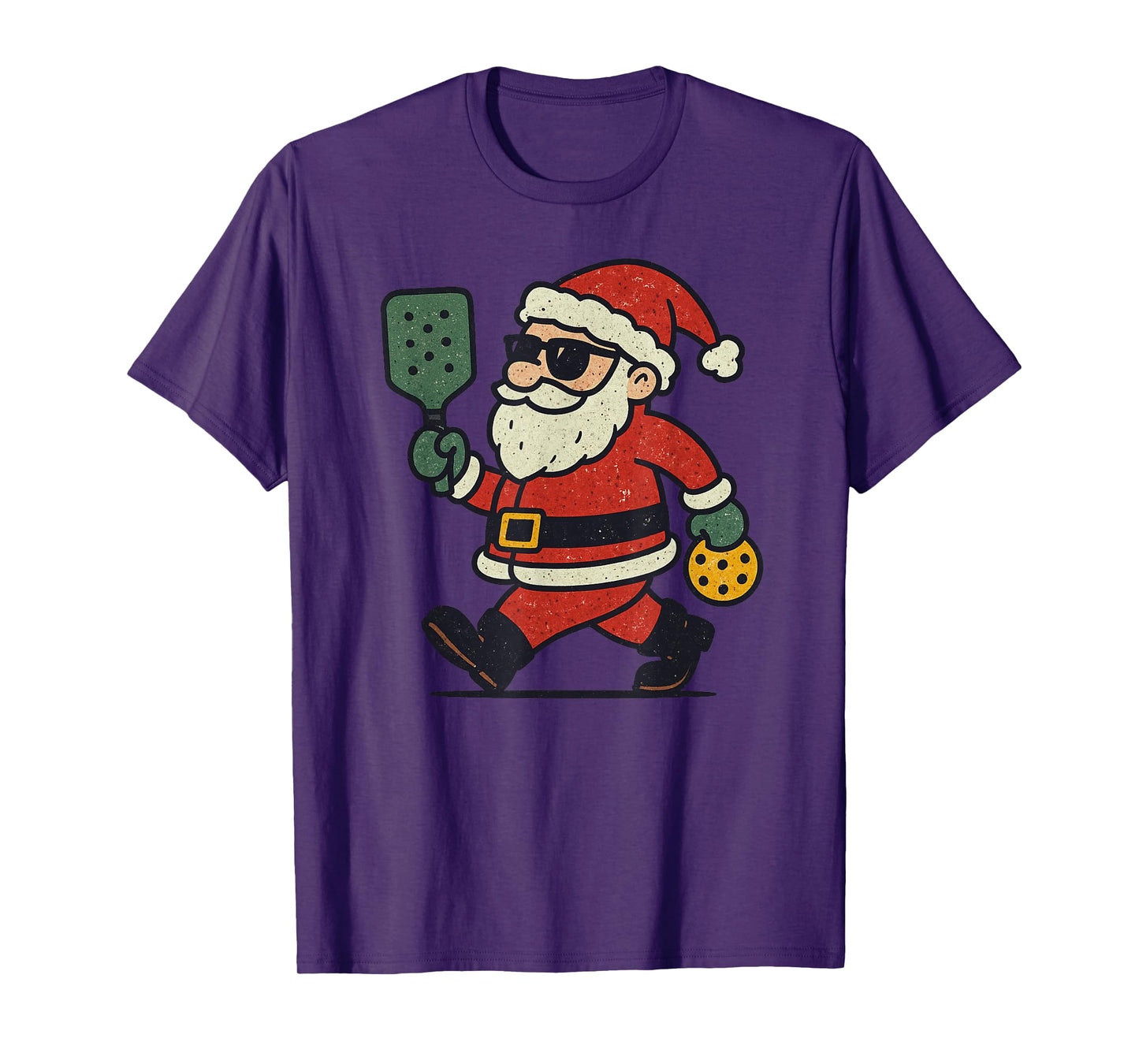 Santa Playing Pickleball Christmas Vintage Funny Xmas T-Shirt