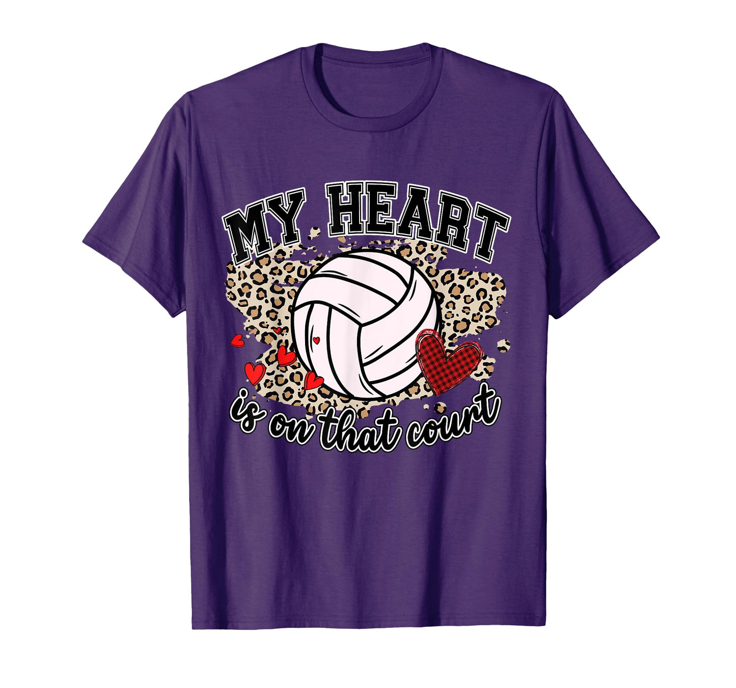 Leopard Volleyball Player My Heart's On That Court Game Day T-Shirt
