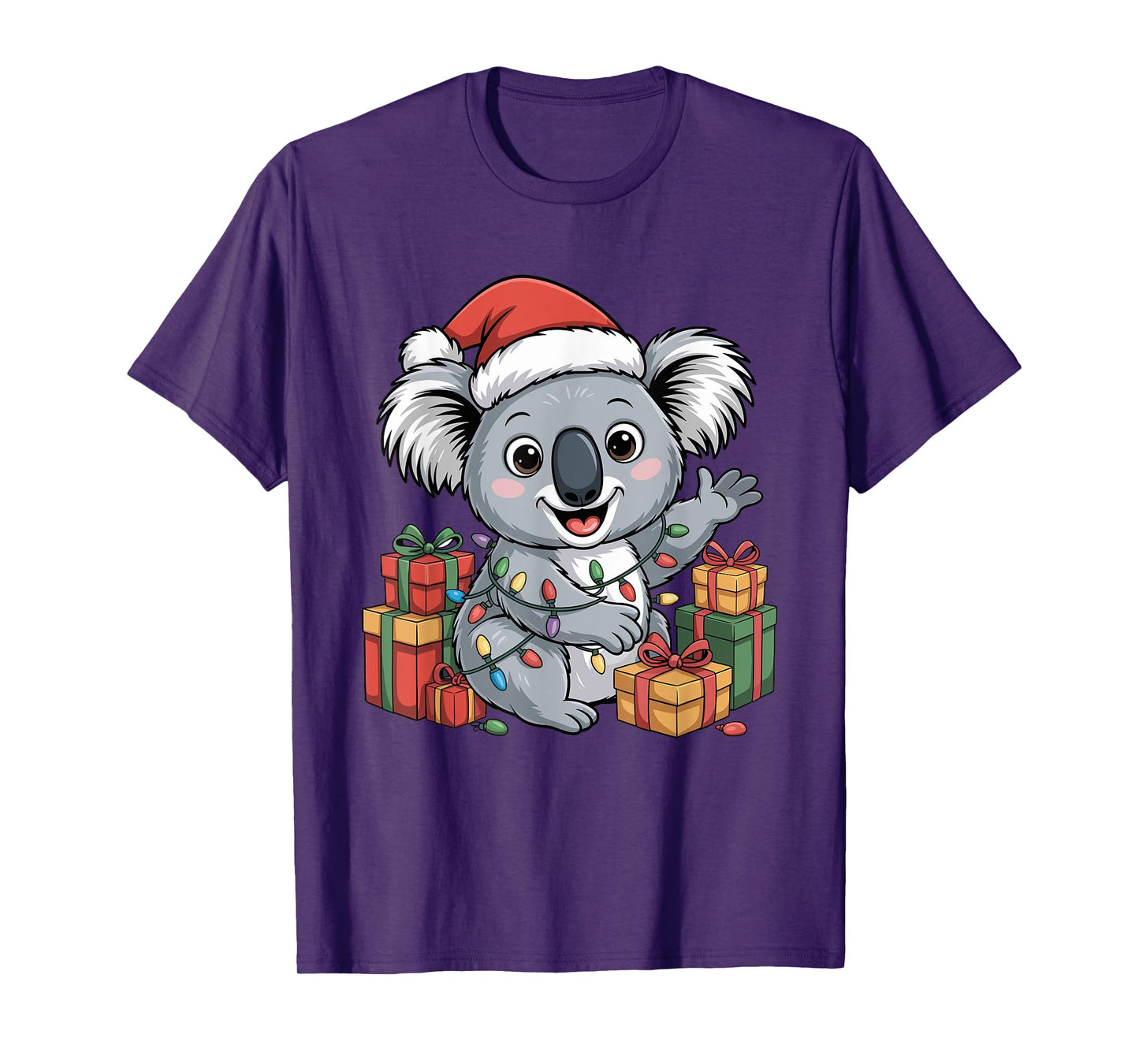 Funny Koala Santa Hat Animals Lovers Ugly Christmas Pajamas T-Shirt