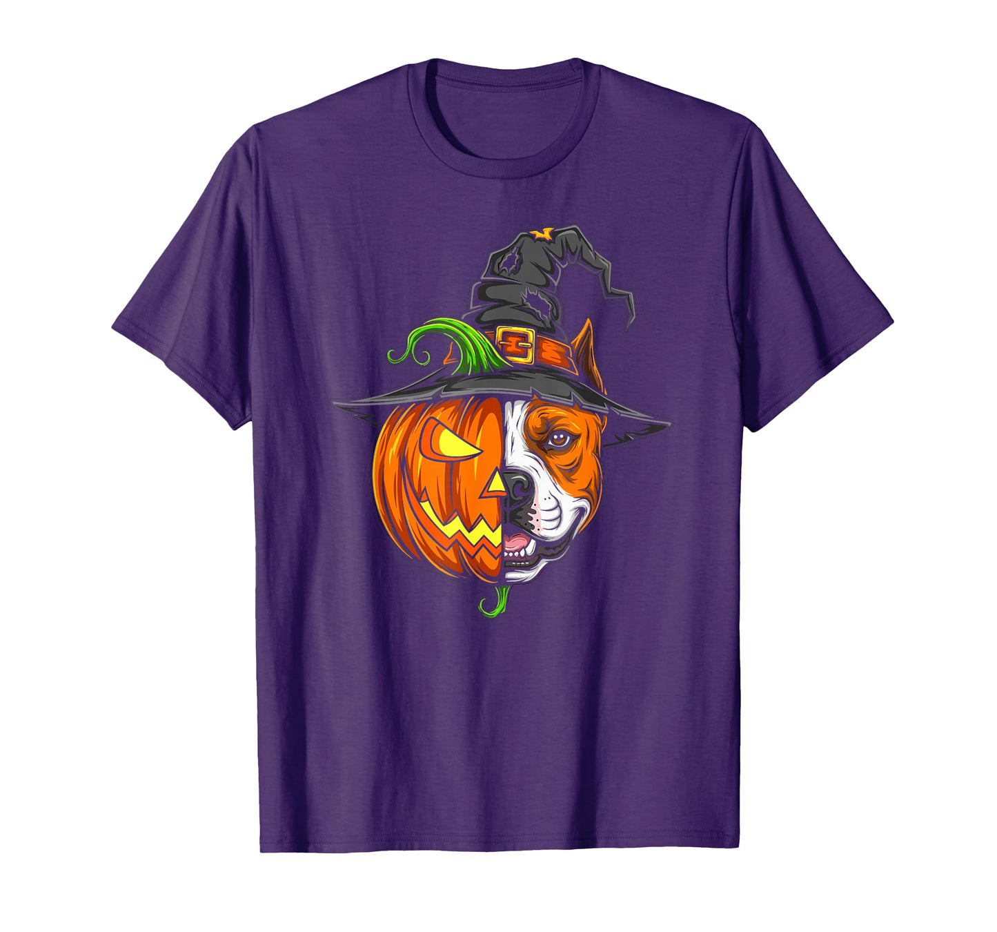 American Staffordshire Terrier Pumpkin Halloween Mens Womens T-Shirt