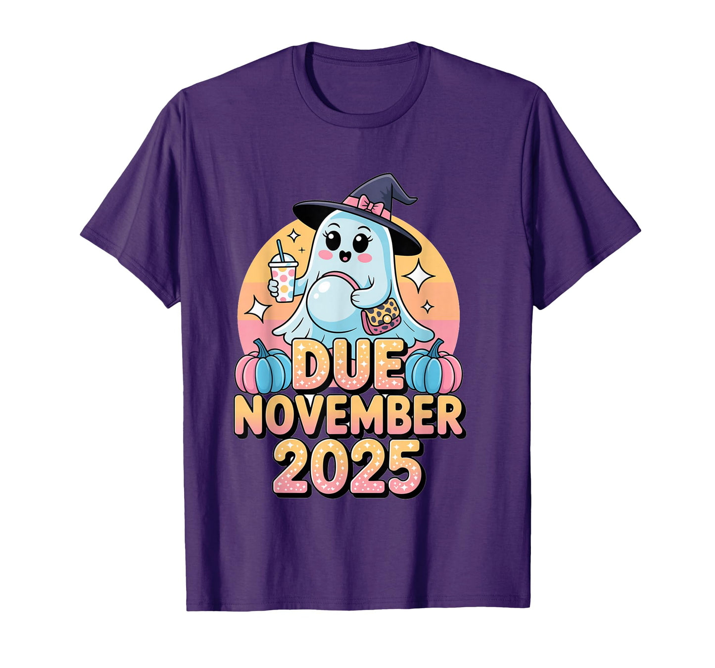Halloween Pregnant Due November 2025 Mama Ghost Baby Mom T-Shirt