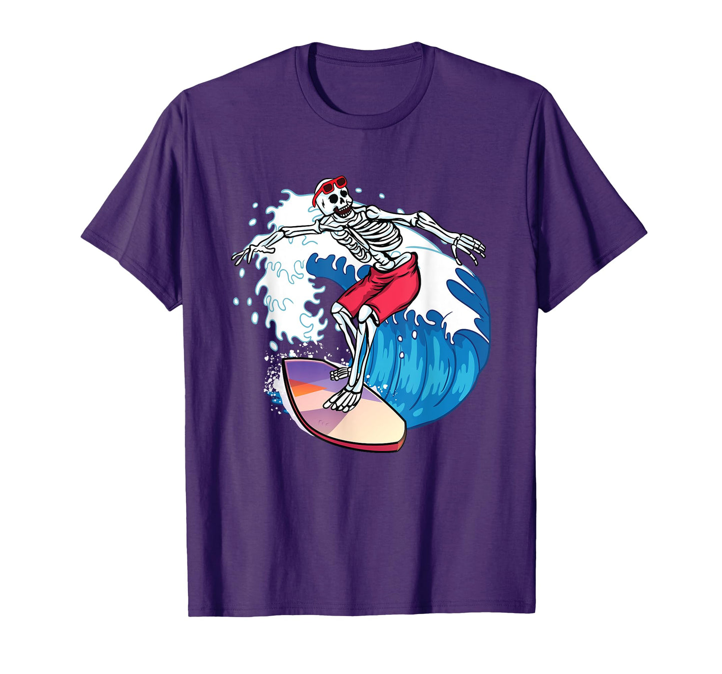 Surfer Skeleton Surfboard Surfing Dude Cool Novelty Graphic T-Shirt