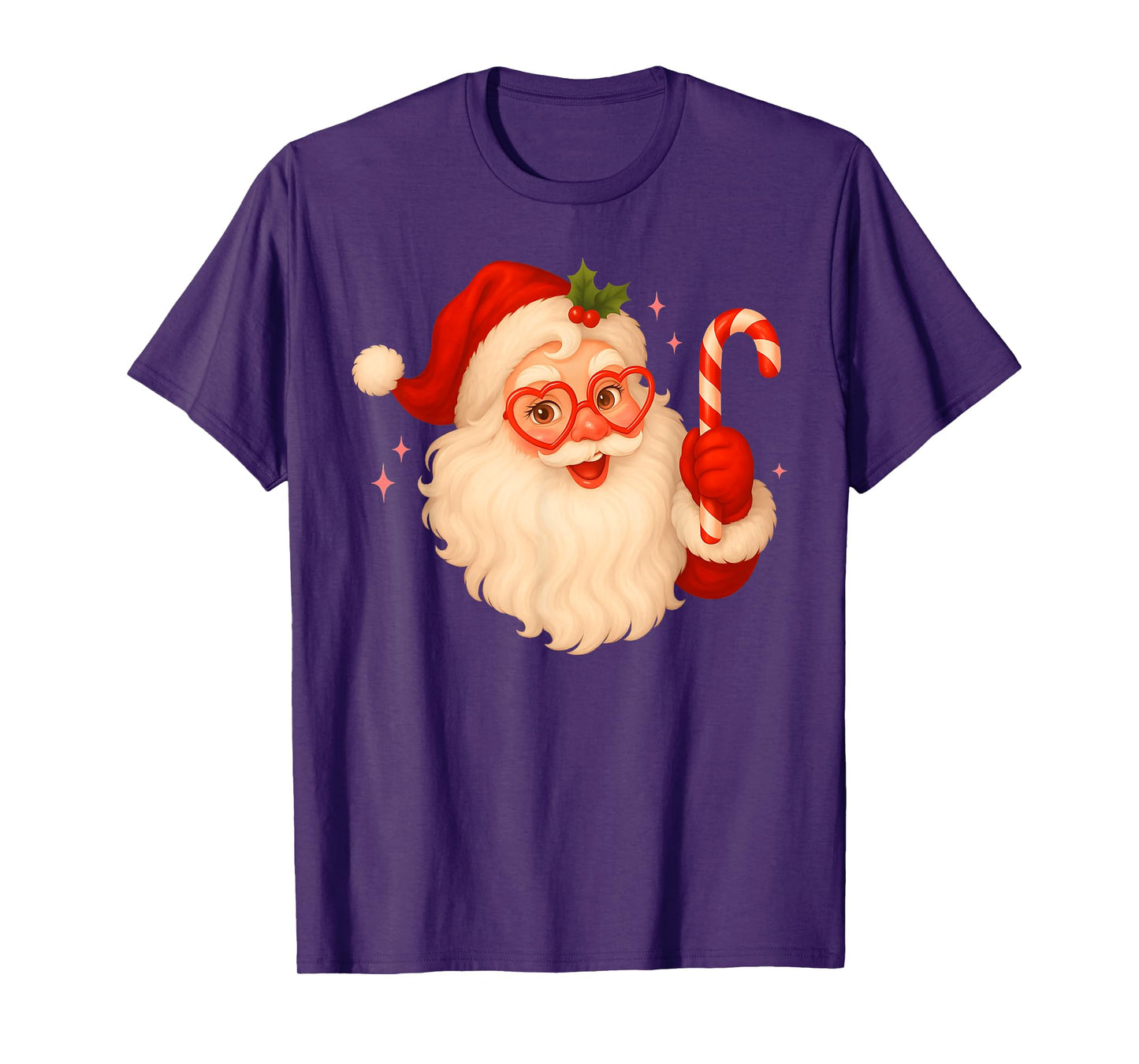 Vintage Santa Claus Merry Christmas Men Women Candy Cane T-Shirt