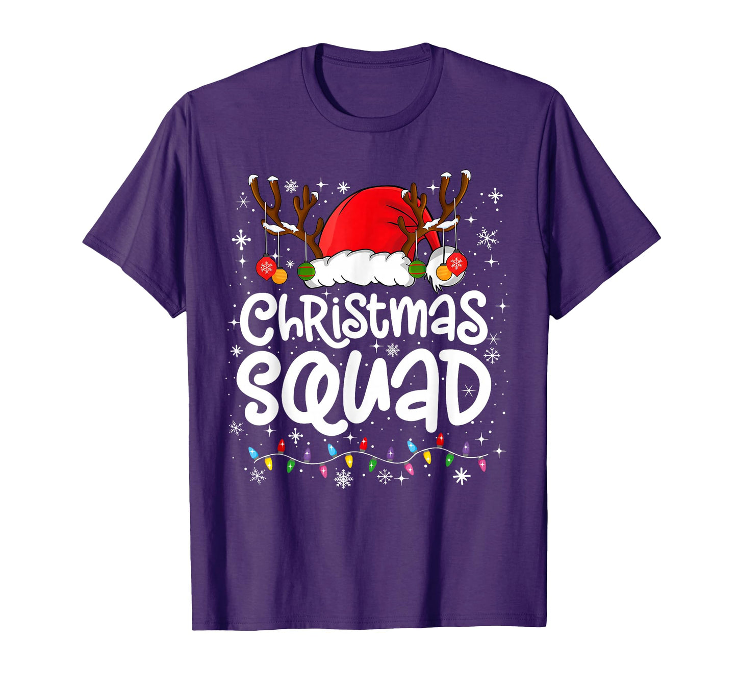 Christmas Squad Santa Xmas Lights Pajamas Snowflake Holiday T-Shirt