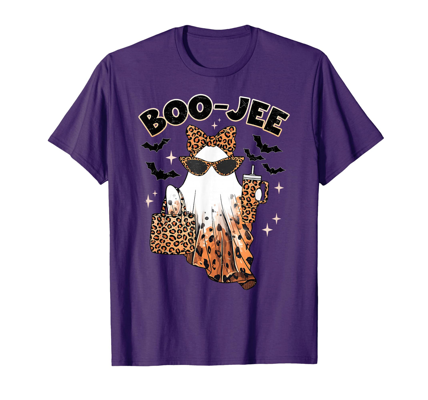 Coquette Leopard Ghost Coffee Boo-JEE Halloween Boujee Ghost T-Shirt