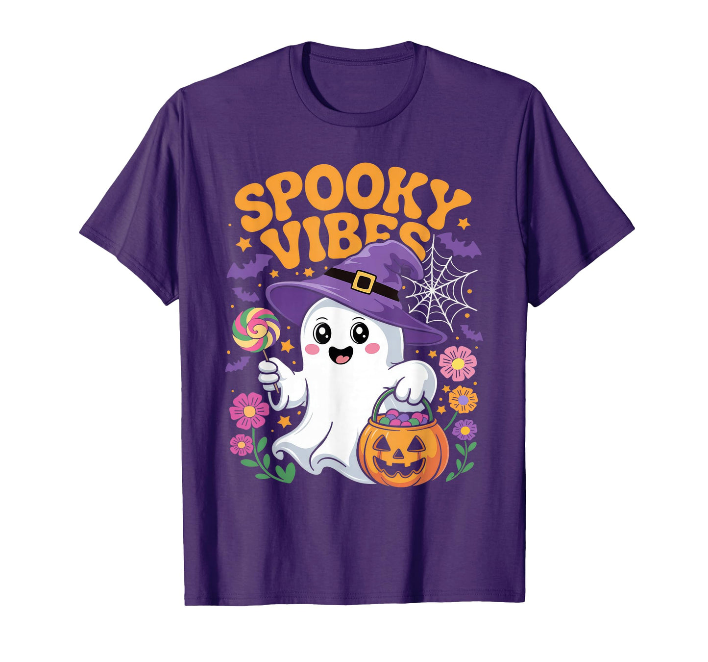 Groovy Spooky Vibes Shirt 70s Retro Halloween Kawaii Ghost T-Shirt