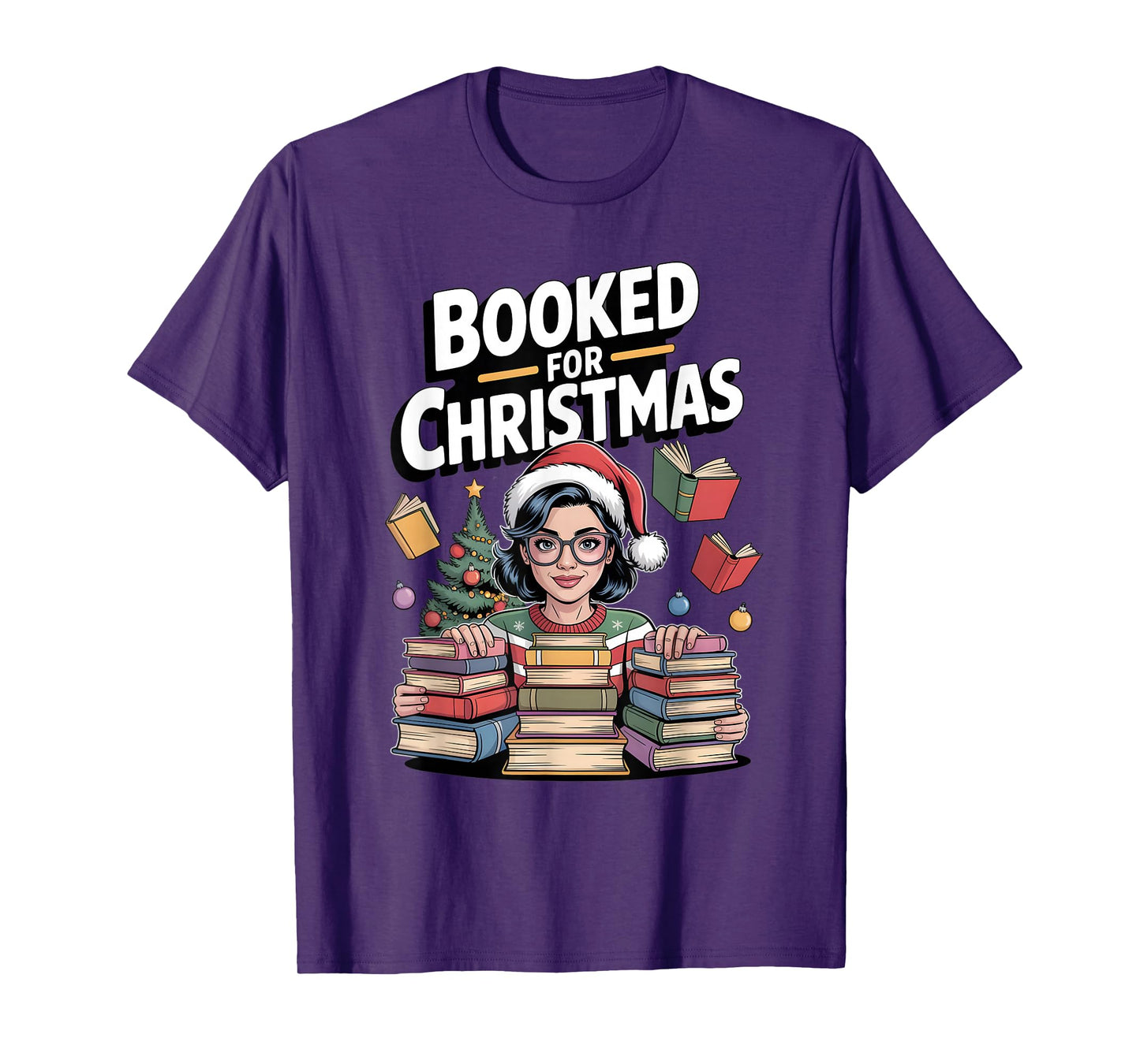 Booked for Christmas Reader Book Lover Holiday Reading T-Shirt