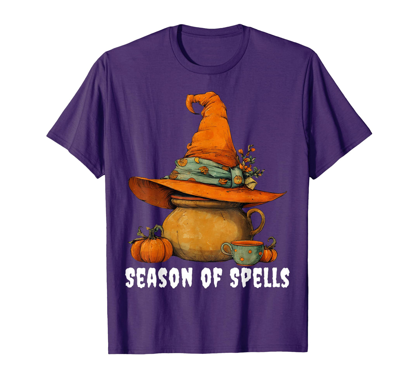 Season of Spells Witch Hat & Pumpkin Thanksgiving Halloween T-Shirt