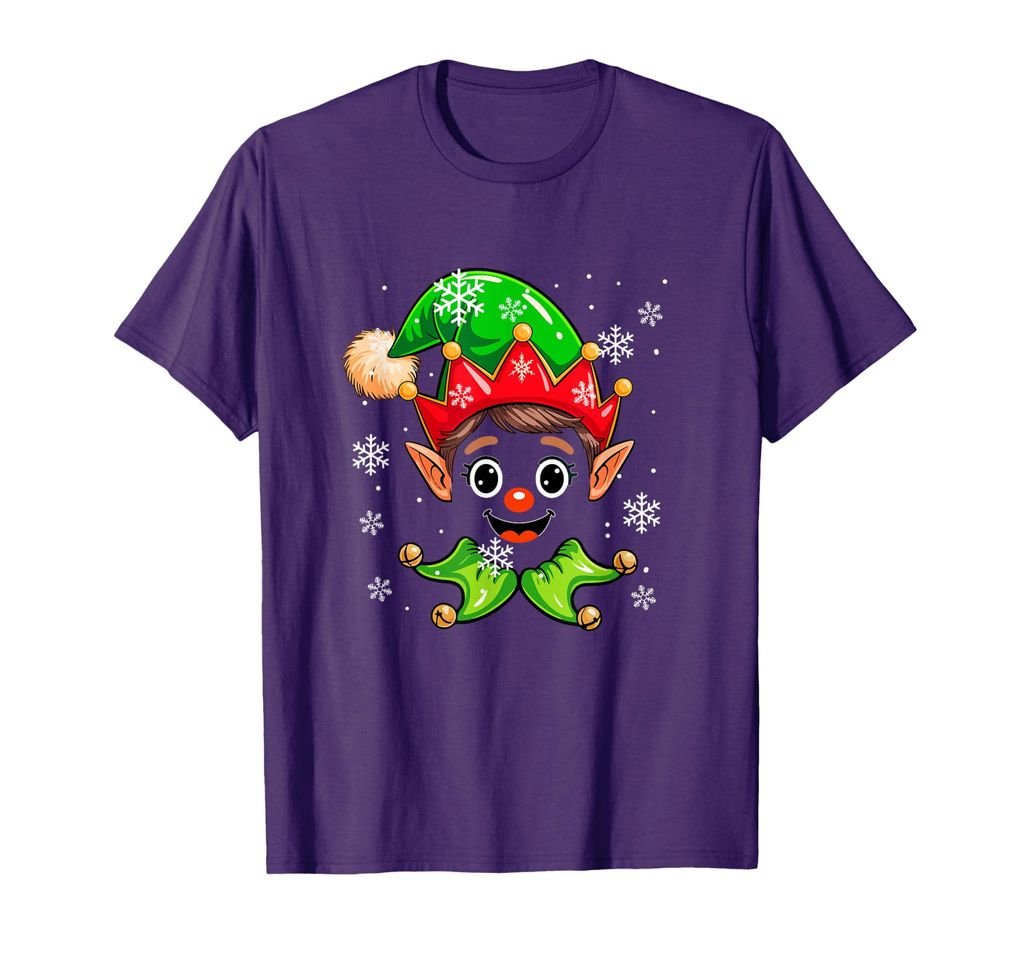 Christmas Elf Face Xmas Snow Costume Kids Family Group T-Shirt