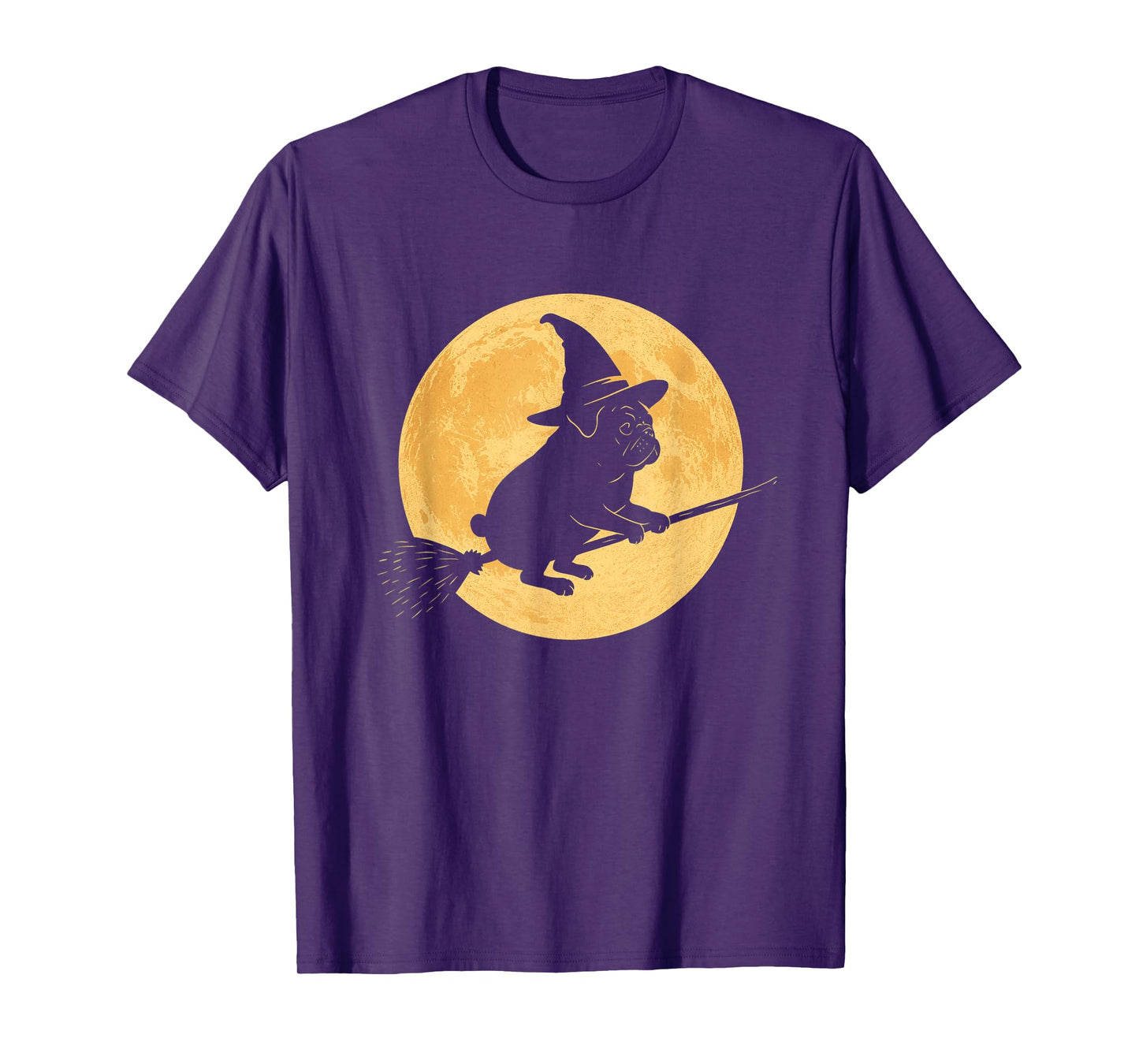 Funny Witch Pug Moon Halloween Trick Or Treat T-Shirt
