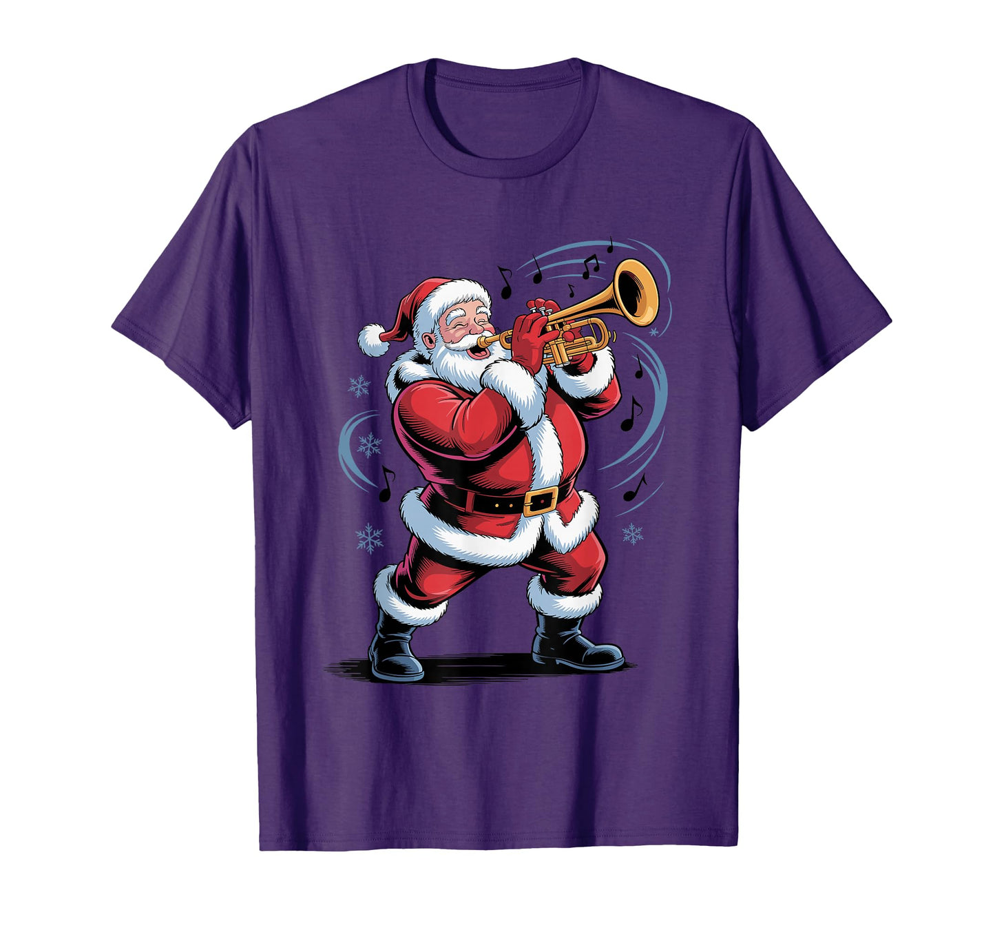Santa Playing Trumpet Funny Holiday Christmas Xmas Pajama T-Shirt