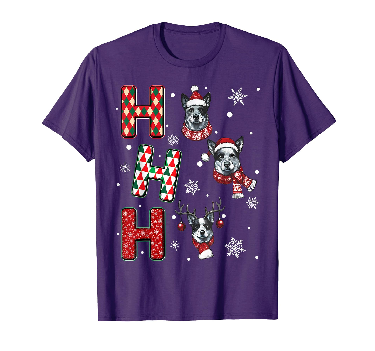 Ho Ho Ho Blue Heeler Dog Matching Christmas Santa Elf Xmas T-Shirt