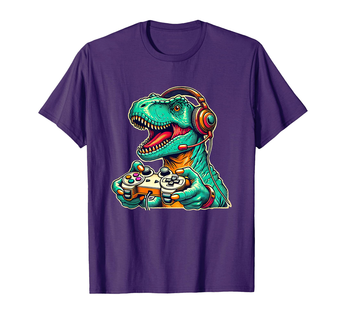 T-Rex Gaming with Headset Funny Dinosaur Gamer Graphic T-Shirt