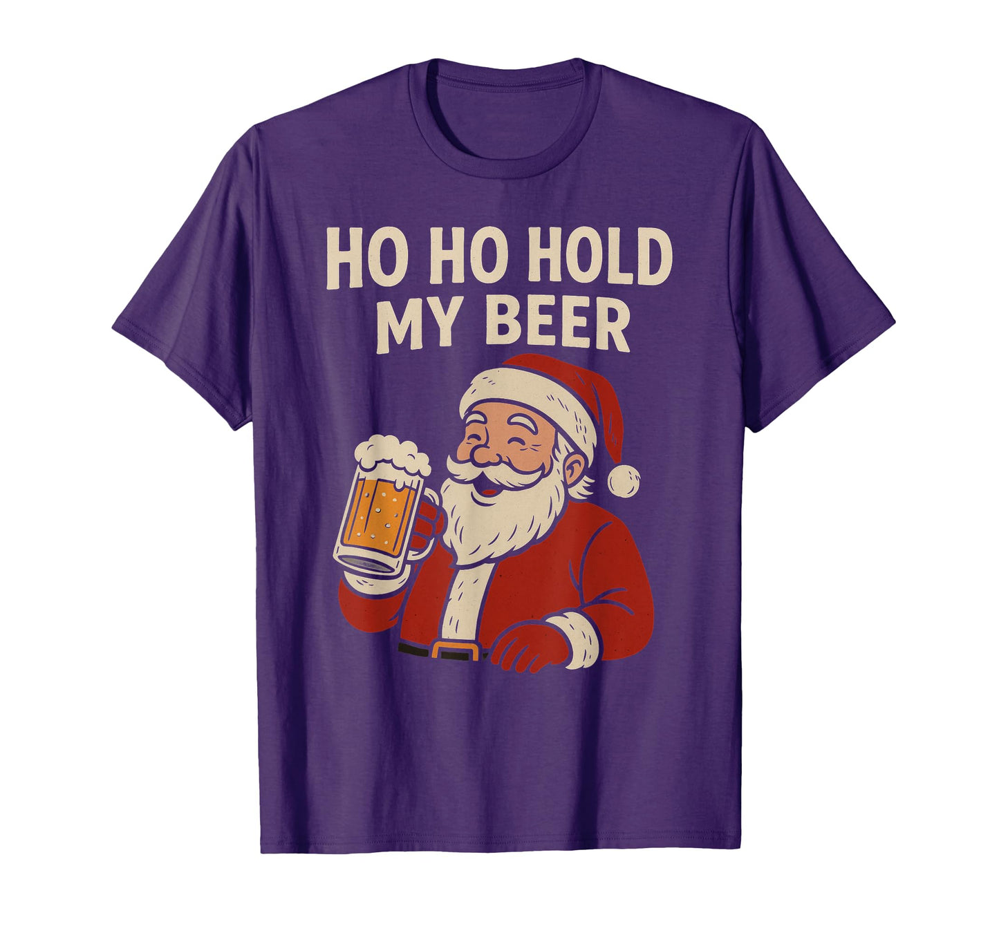 Funny Tropical Santa with Beer –Ho Ho Hold My Beer Christmas T-Shirt