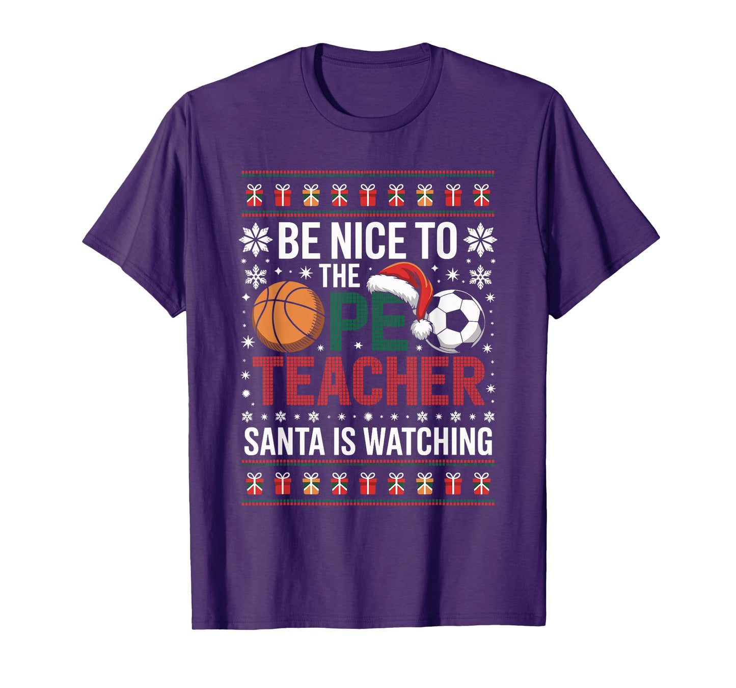 PE Teacher Ugly Christmas Sweater Physical Education Xmas T-Shirt