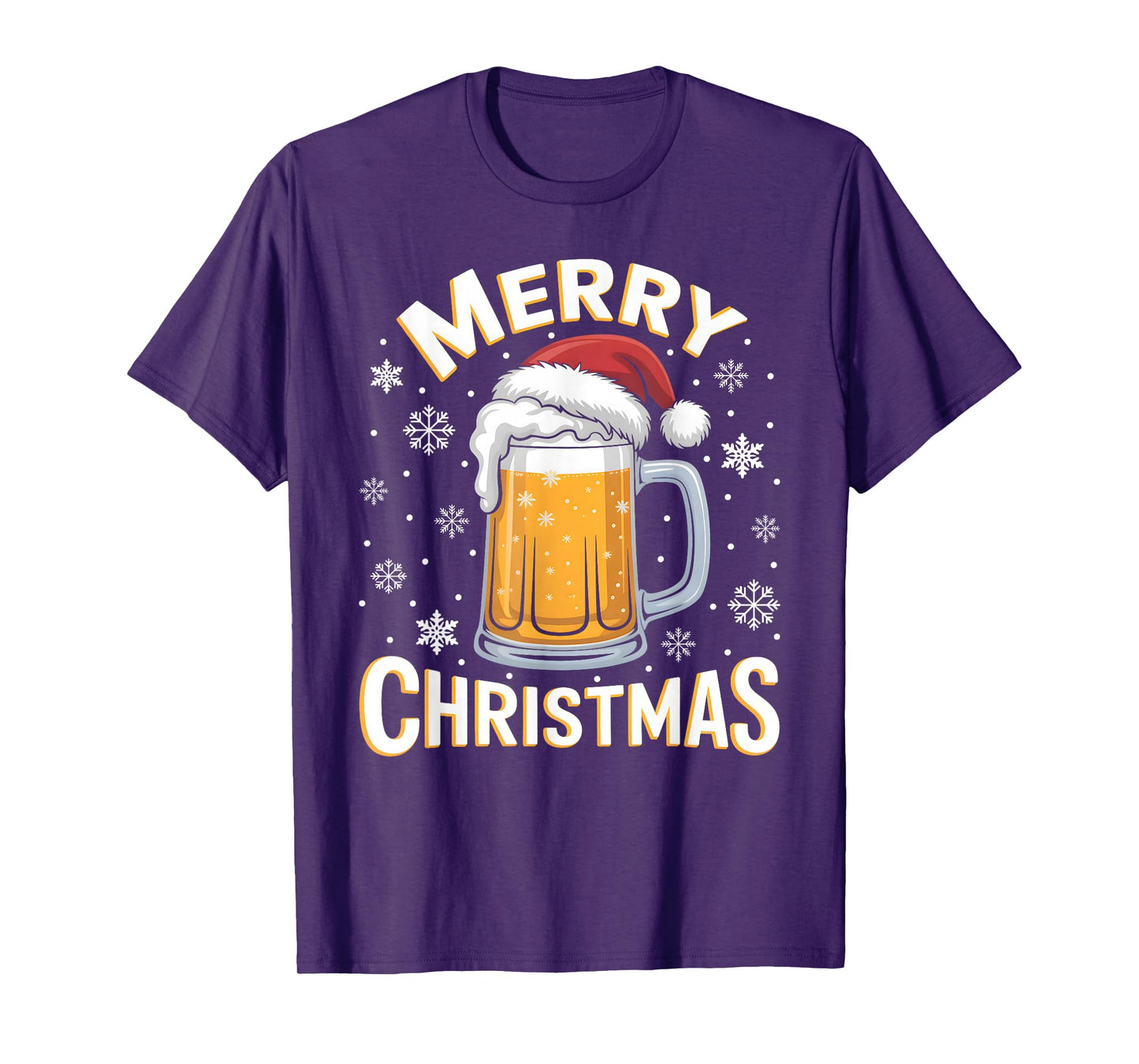 Funny Christmas Pajama Outfit Men Women Beer Mug Santa Hat T-Shirt