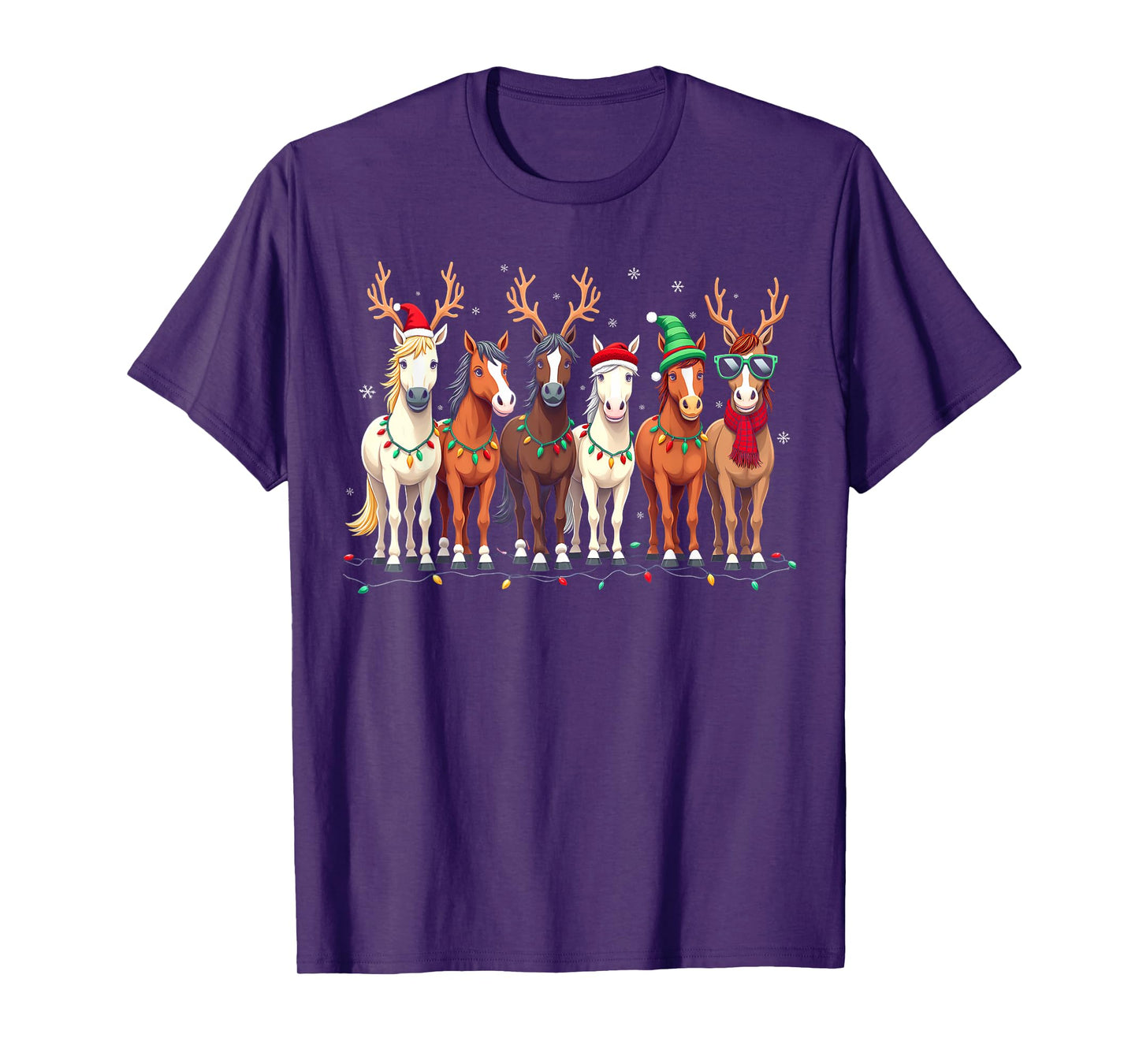 Horse Lover Santa Hat Christmas Xmas Holiday Girls Pajamas T-Shirt
