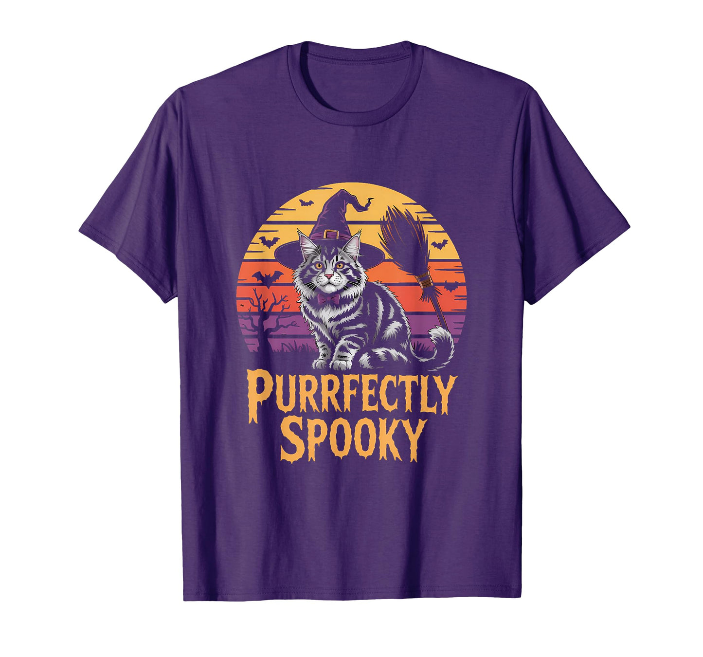Maine Coon Cat PURRFECTLY Spooky Halloween T-Shirt