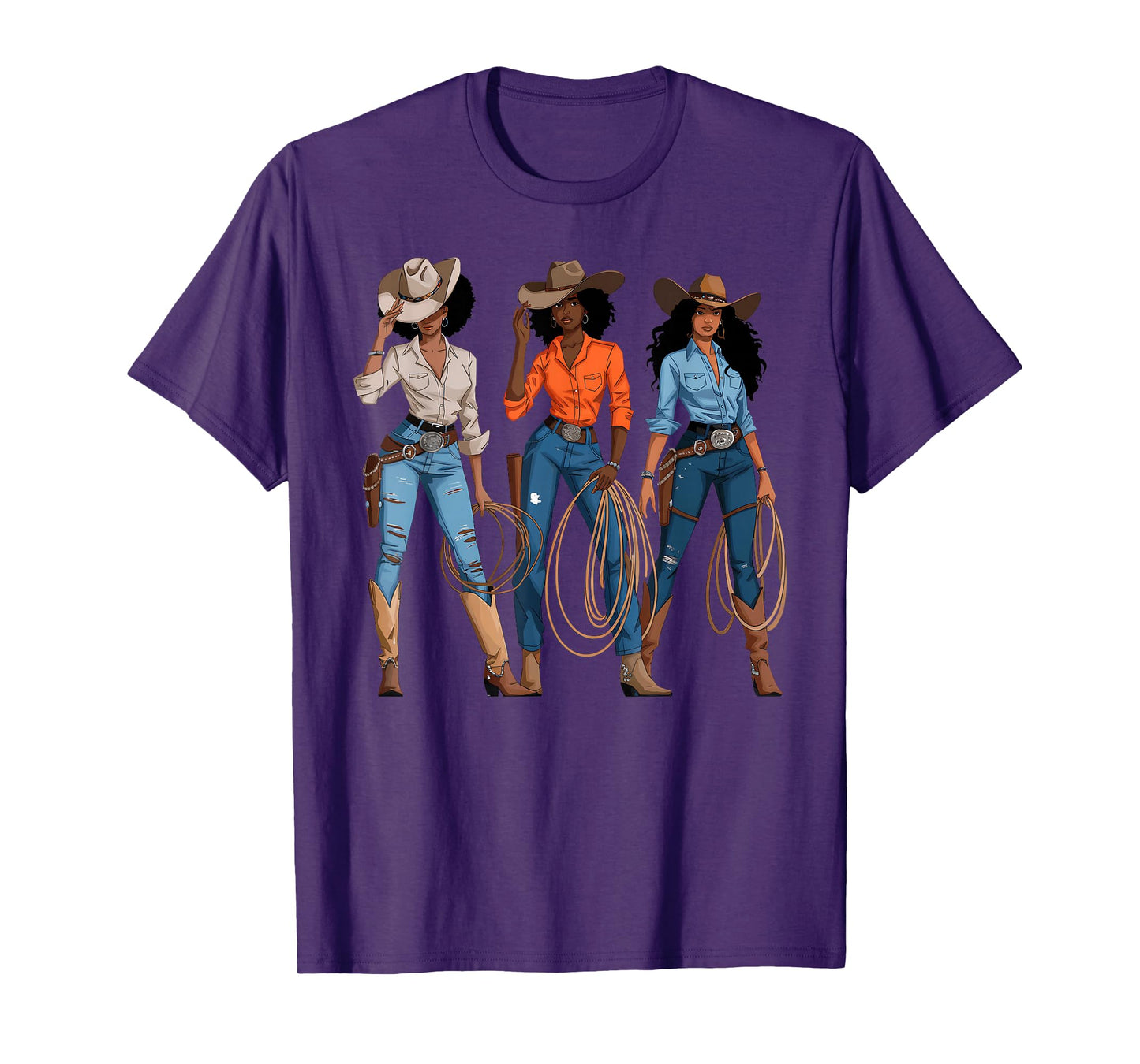 Black African American Cowgirl Western Country Rodeo T-Shirt