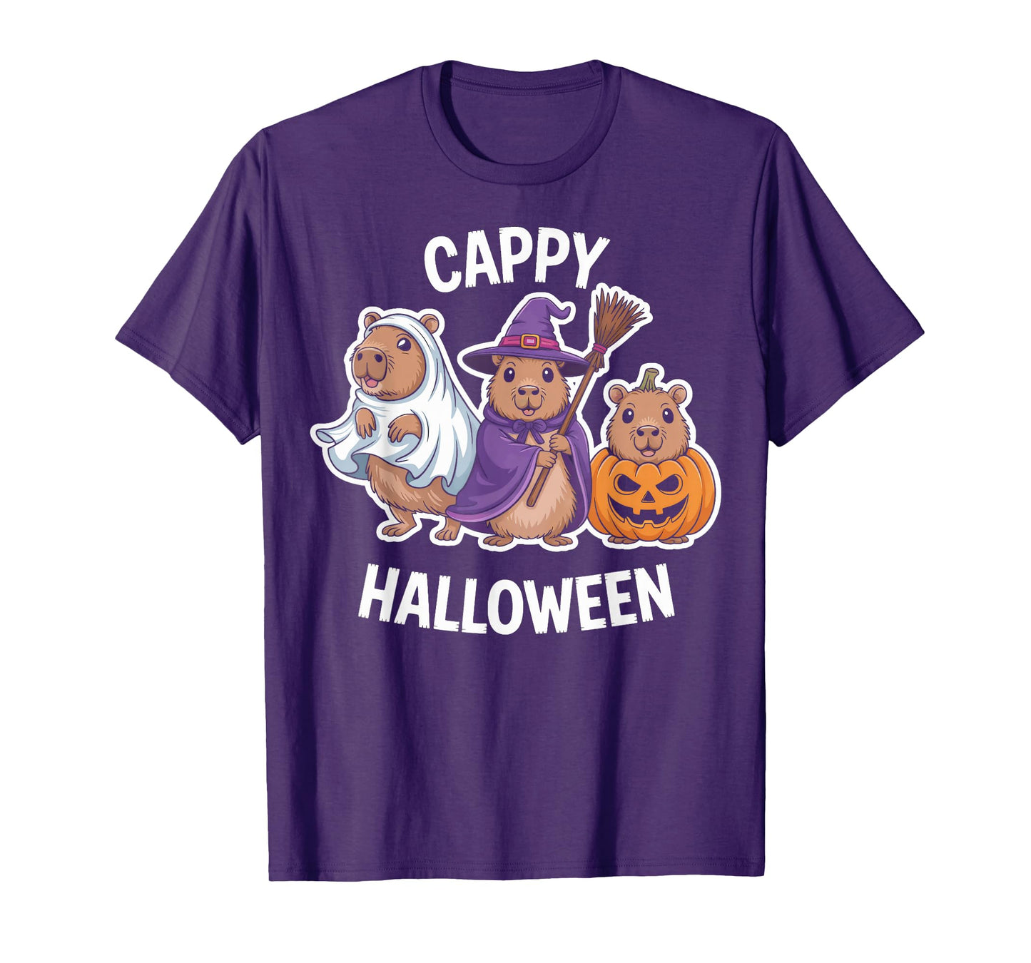 Cappy Halloween Capybara Witch Pumpkin Animal Themed Party T-Shirt
