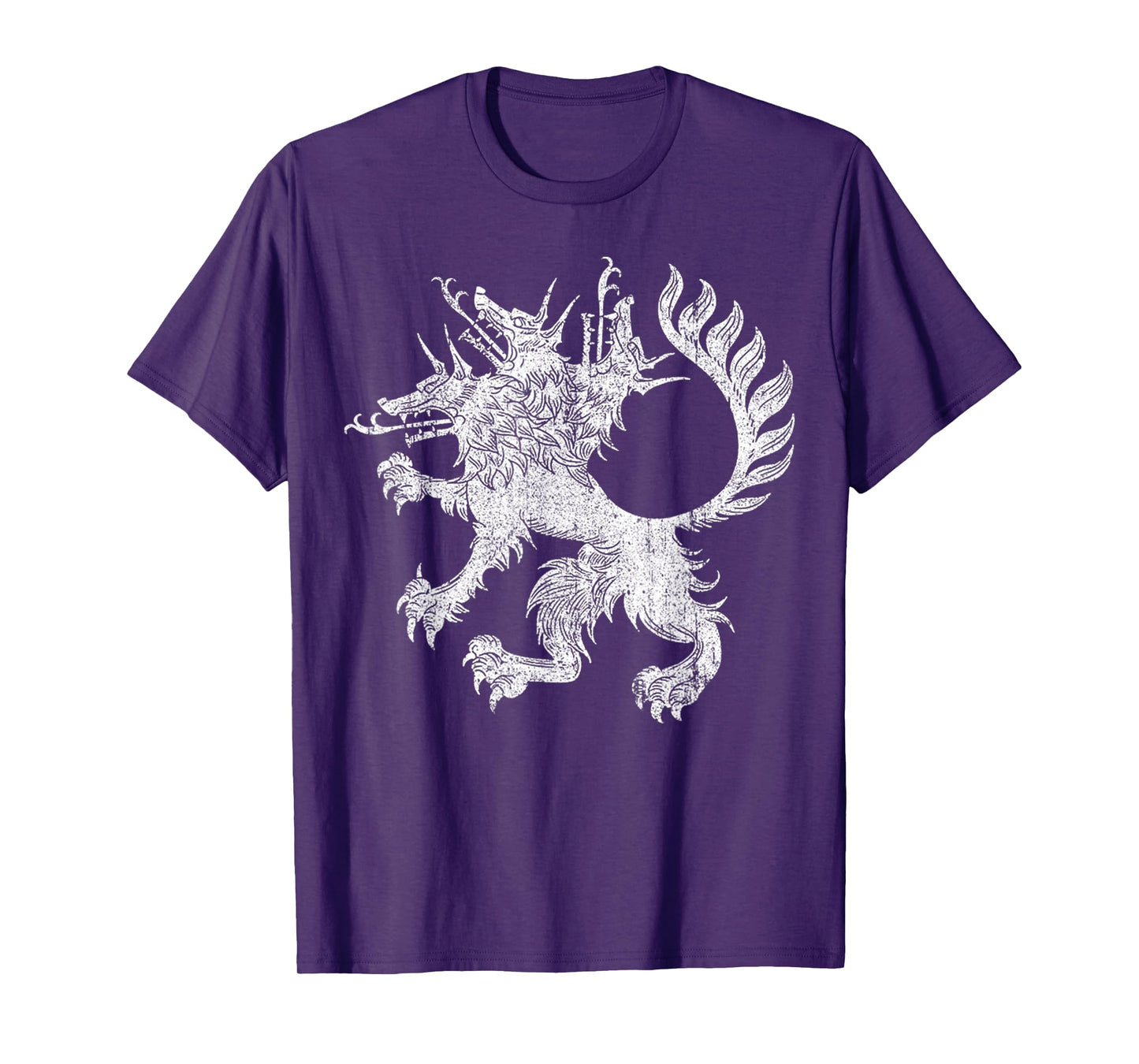 Vintage Cerberus Three Headed Dog T-Shirt - Unisex-Adults, Black, Small, Short Sleeve, T-Shirt, Vintage Graphic Tee