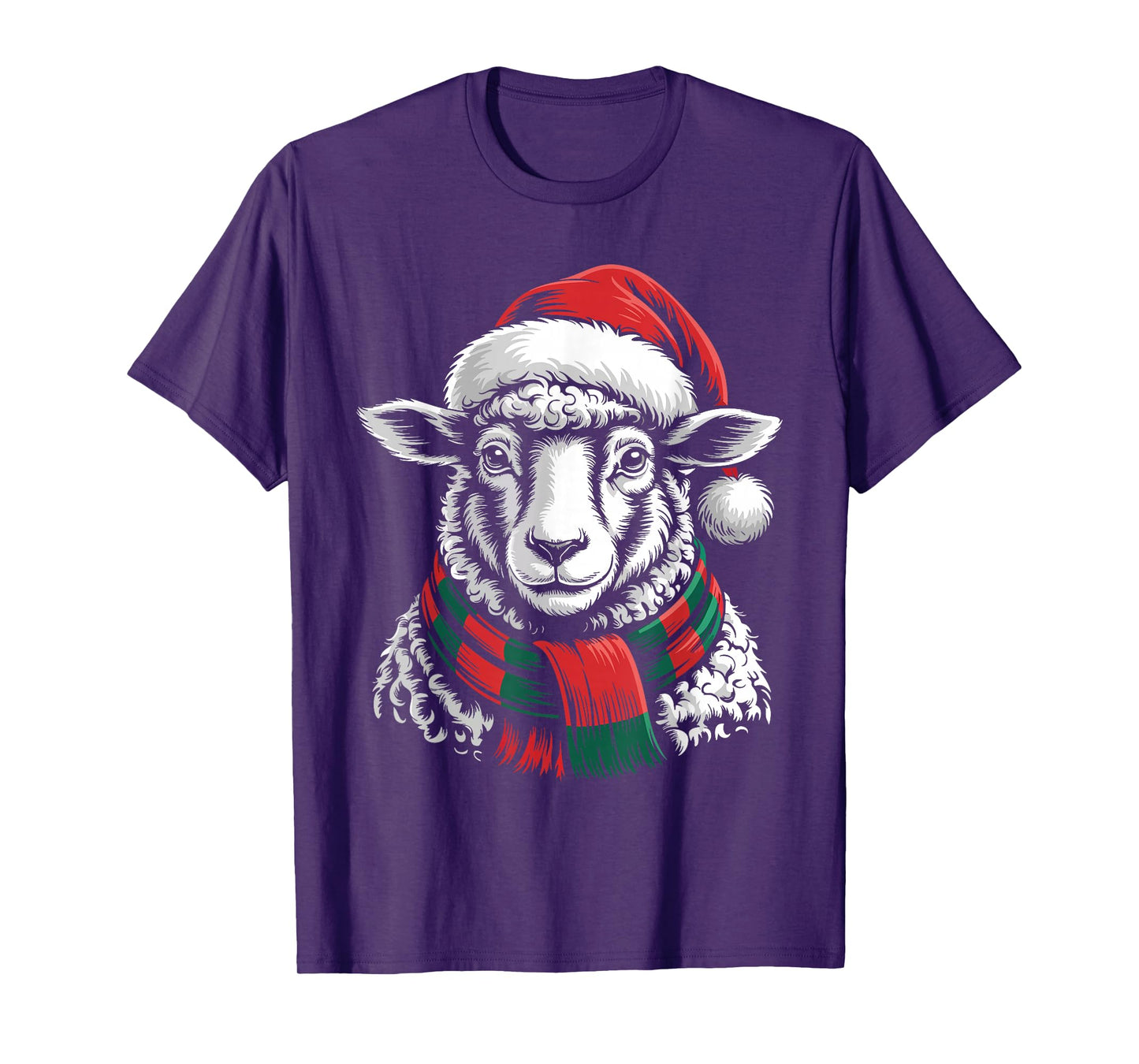 Sheep Xmas Santa Hat Scarf Christmas Costume T-Shirt